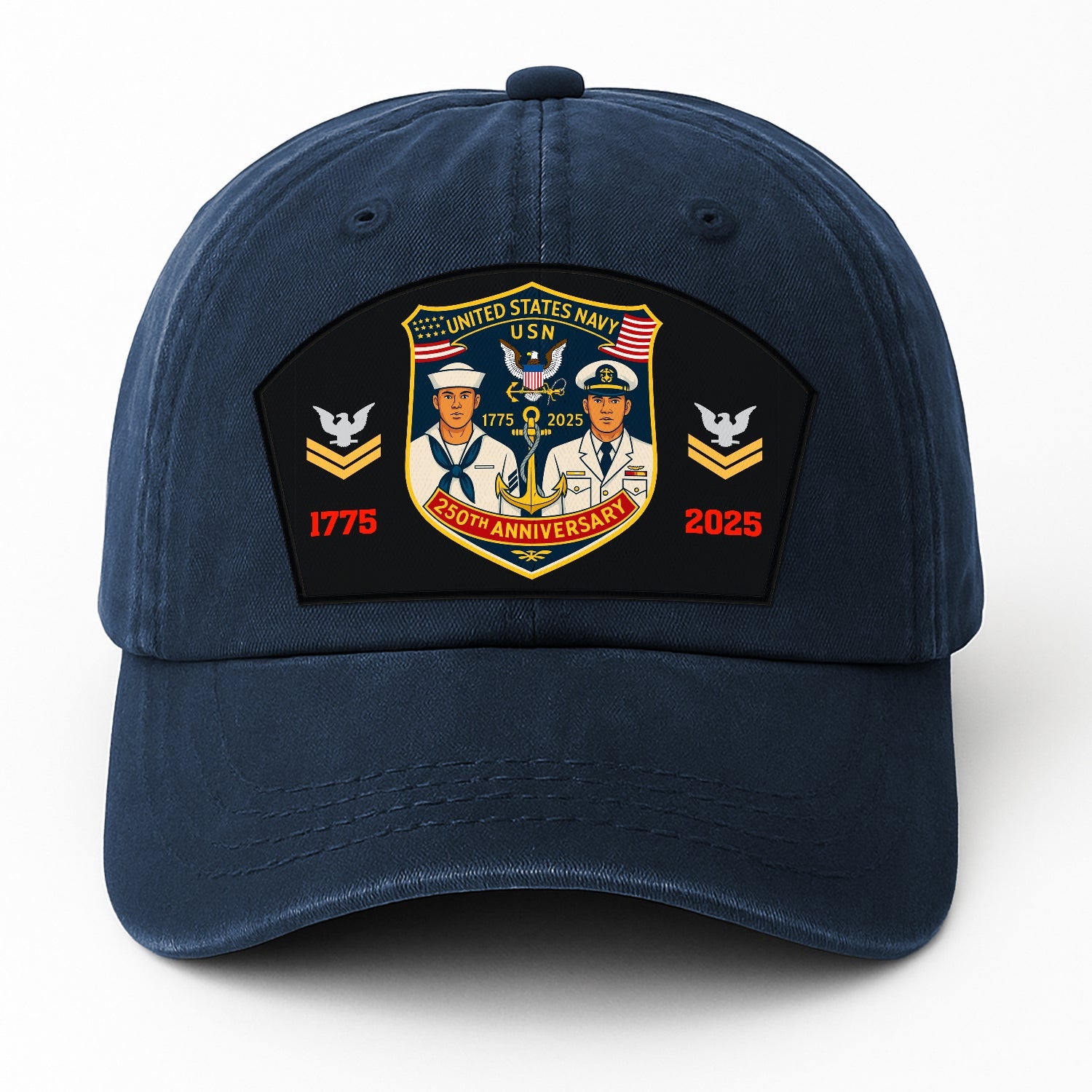 Custom Ranks US Navy Premium Washed Denim Cap DC014