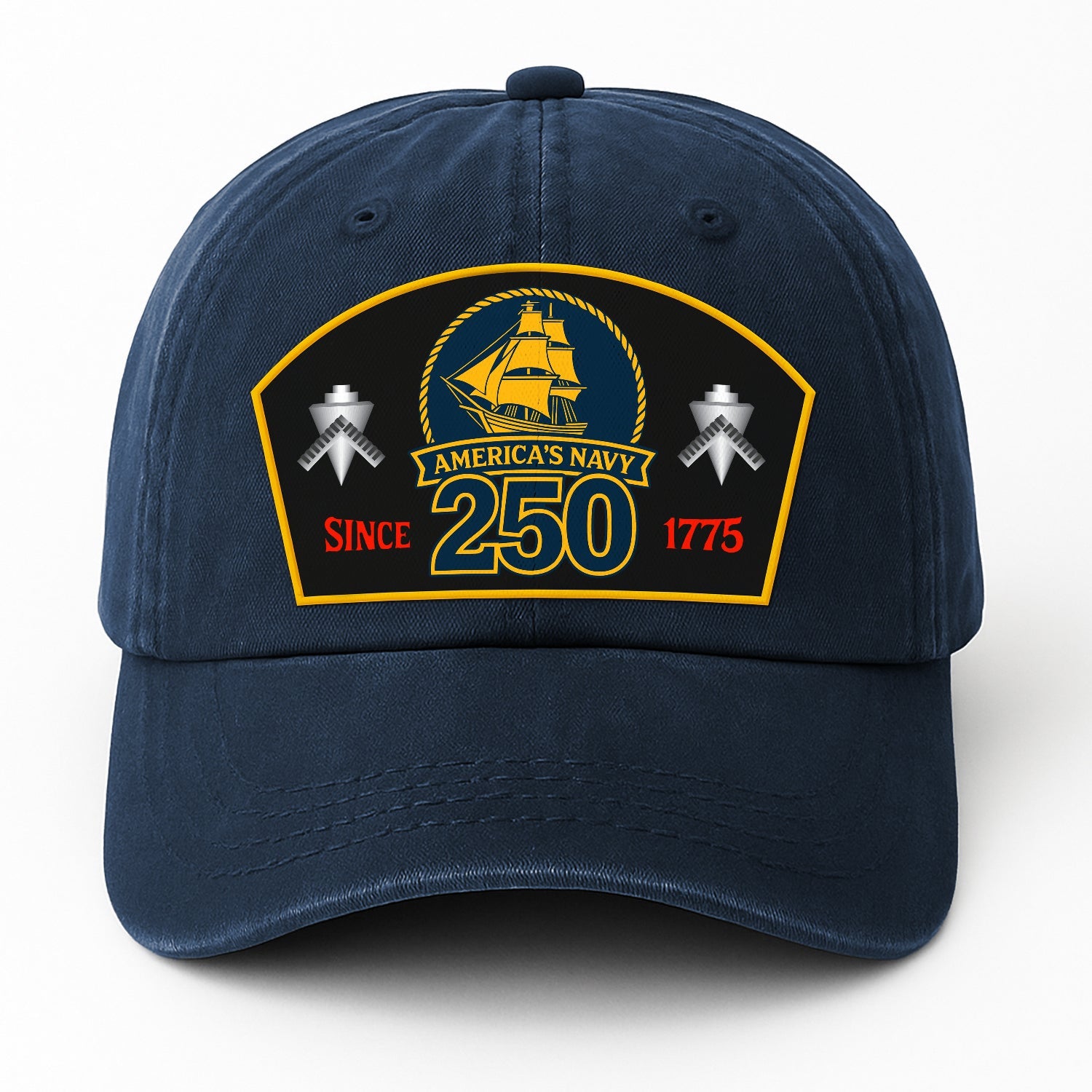 Custom Ranks US Navy Premium Washed Denim Cap DC015