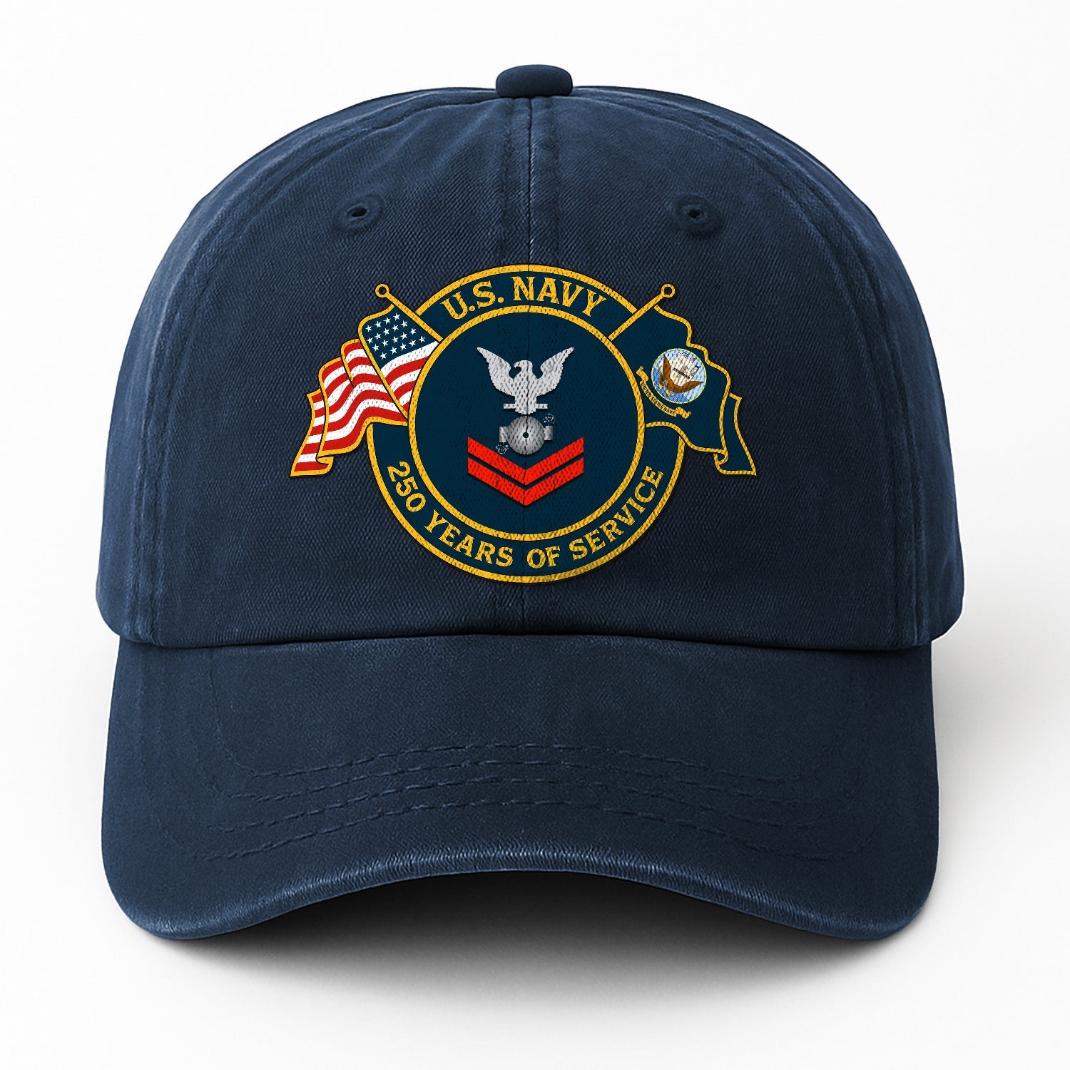 Custom Ranks US Navy Premium Washed Denim Cap DC012