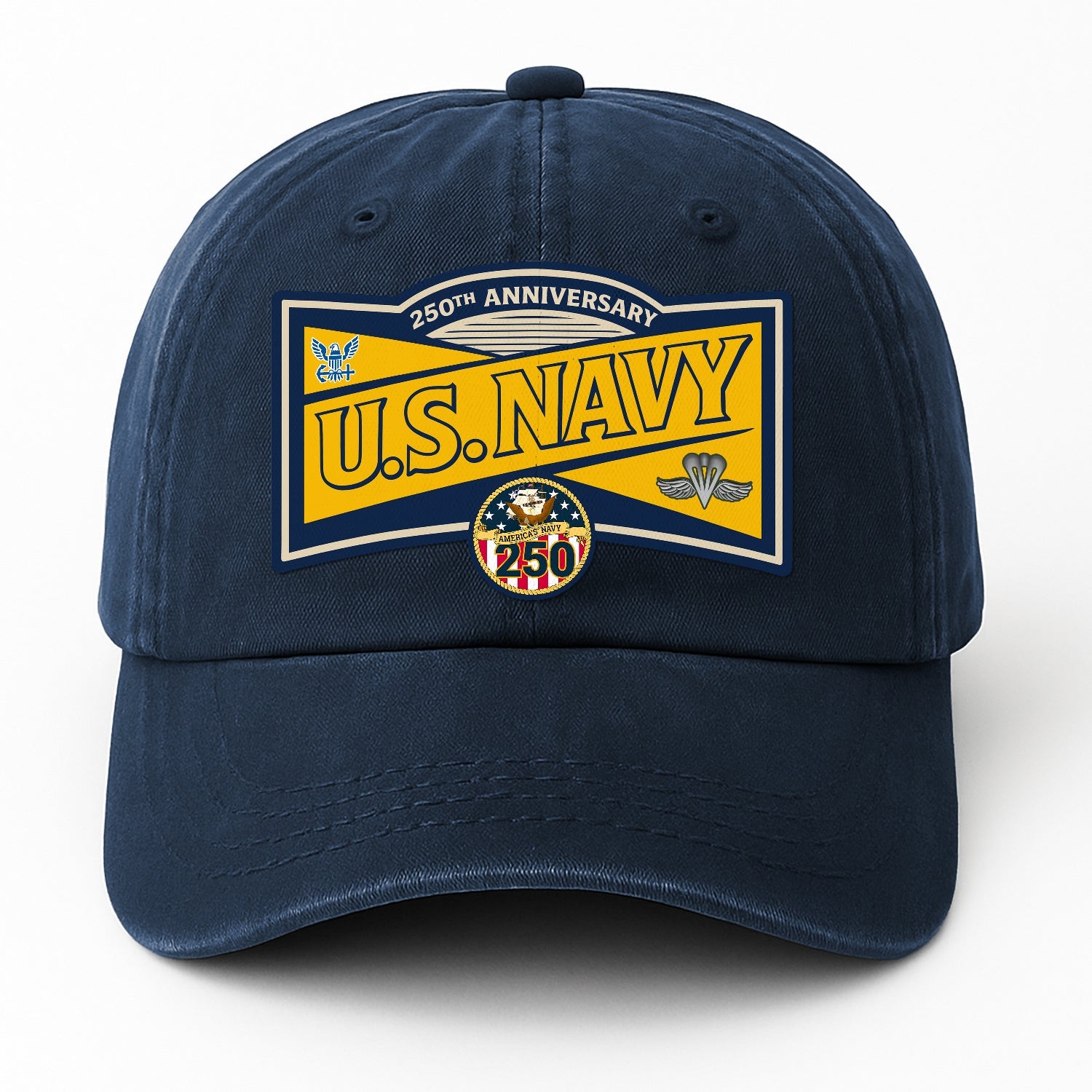 Custom Ranks US Navy Premium Washed Denim Cap DC016