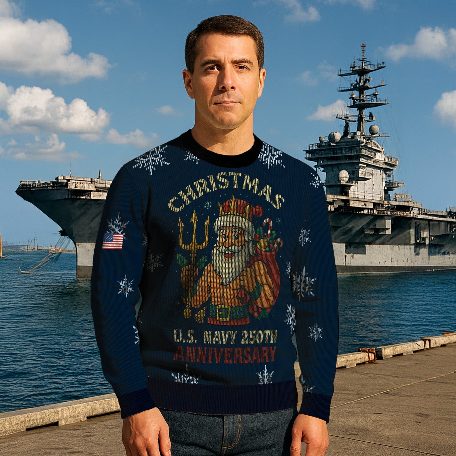 US Navy 250th Anniversary Christmas Ugly Sweater