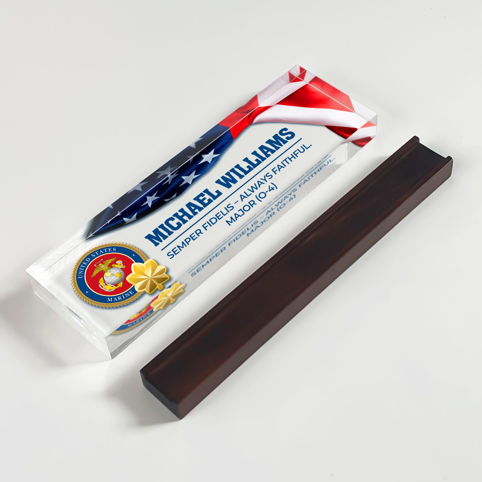 Personalized USMC Acrylic Desk Plaque – Service Recognition Gift