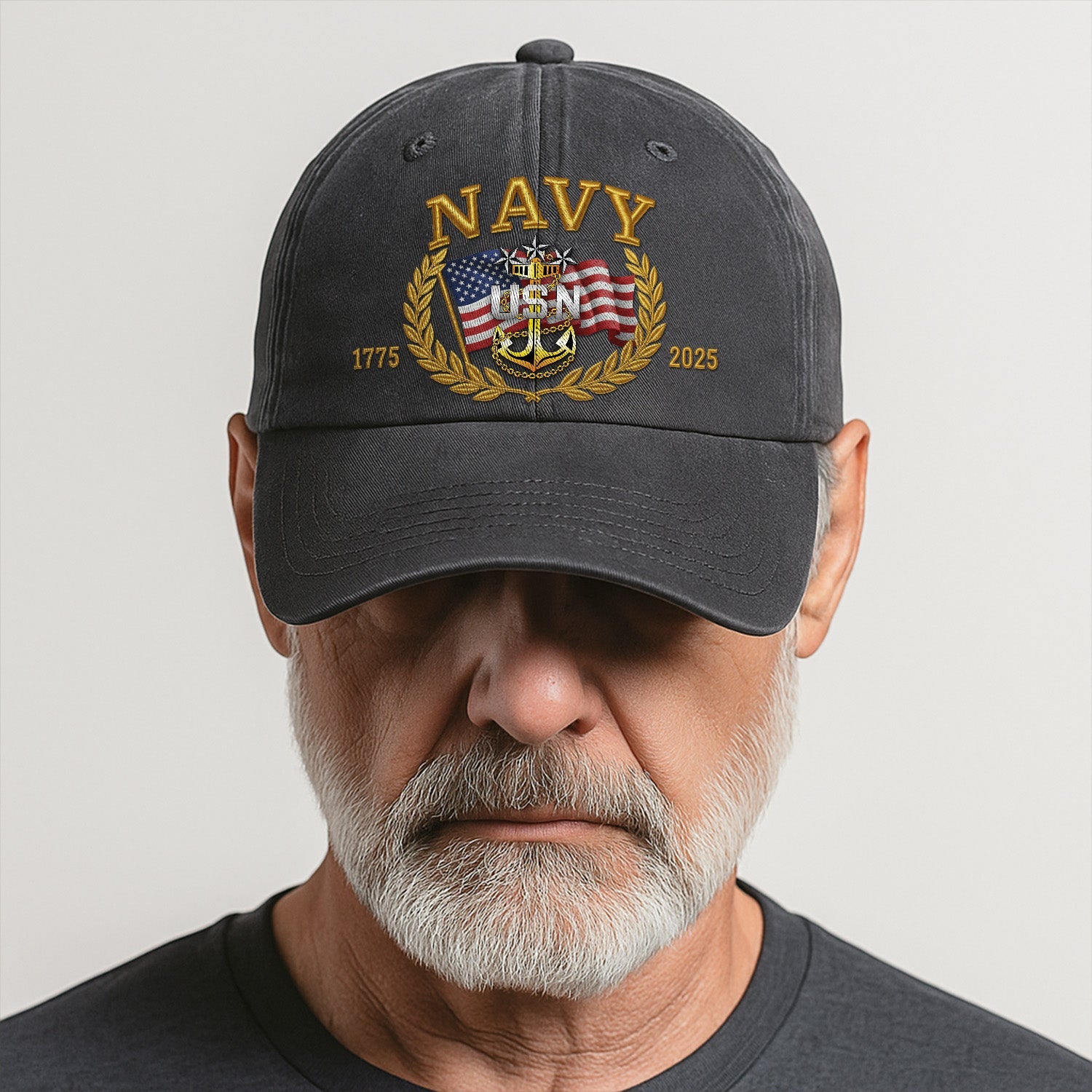 Custom Ranks US Navy Premium Washed Denim Cap DC028