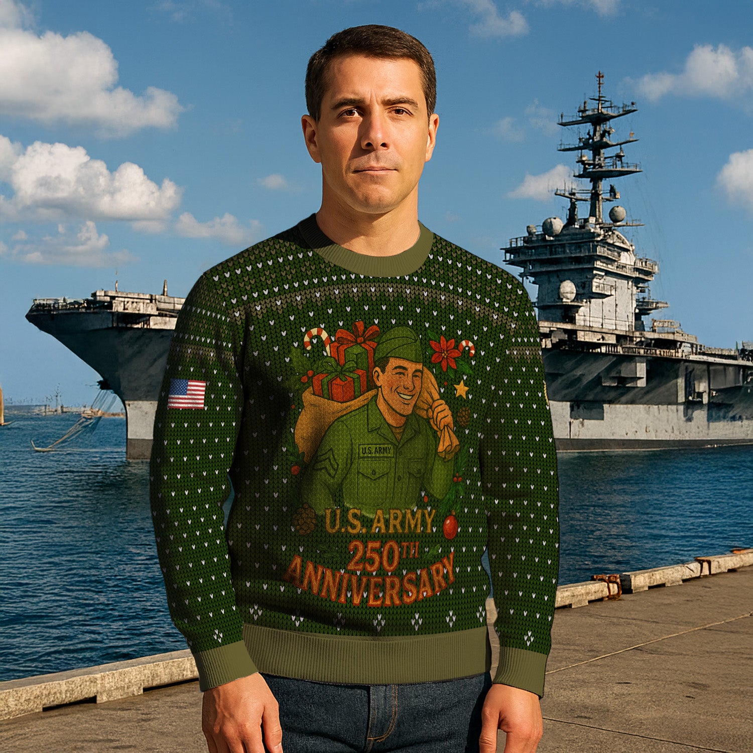 Personalized US Army Ugly Christmas Sweater TUST07