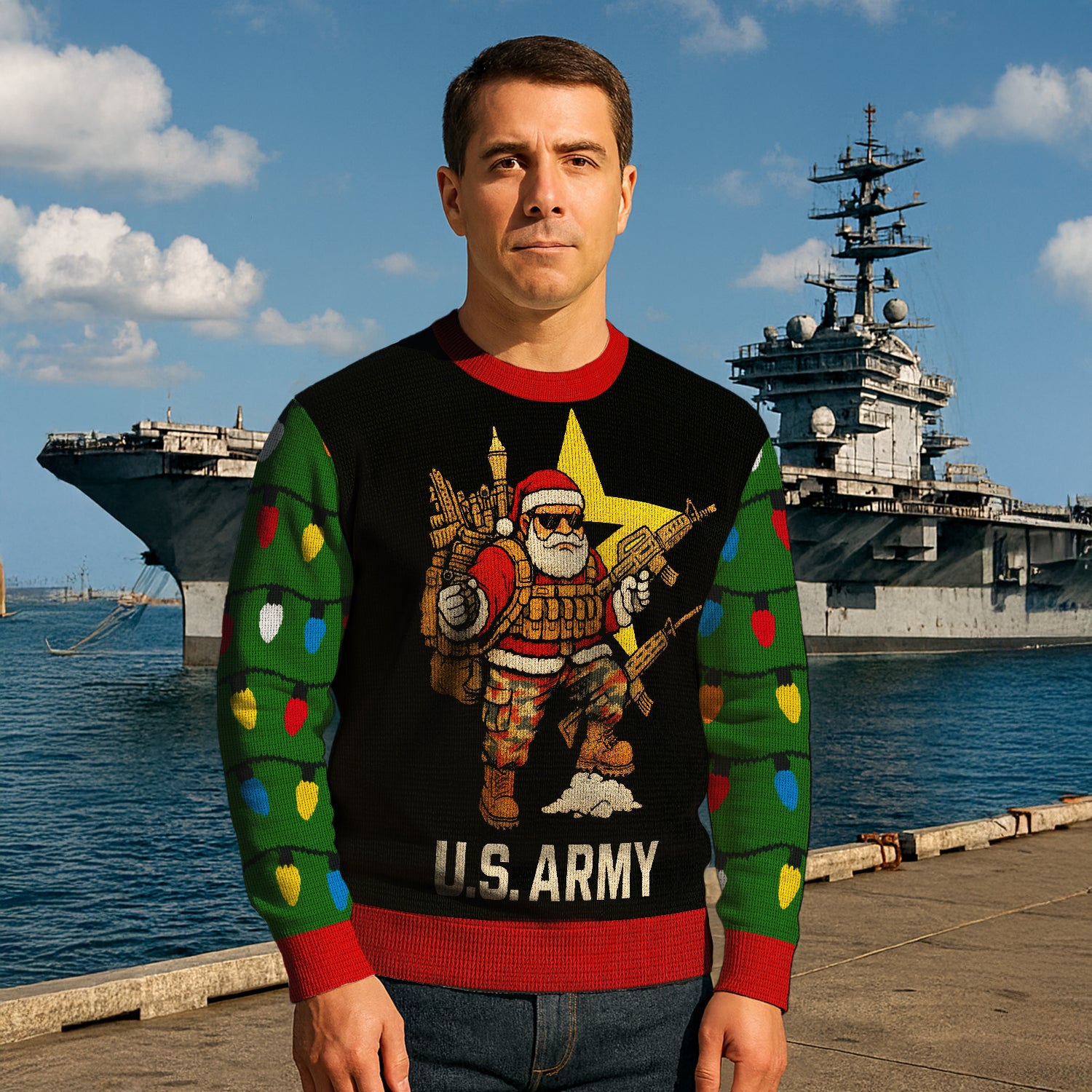 Army Santa Soldier Christmas Ugly Christmas Sweater