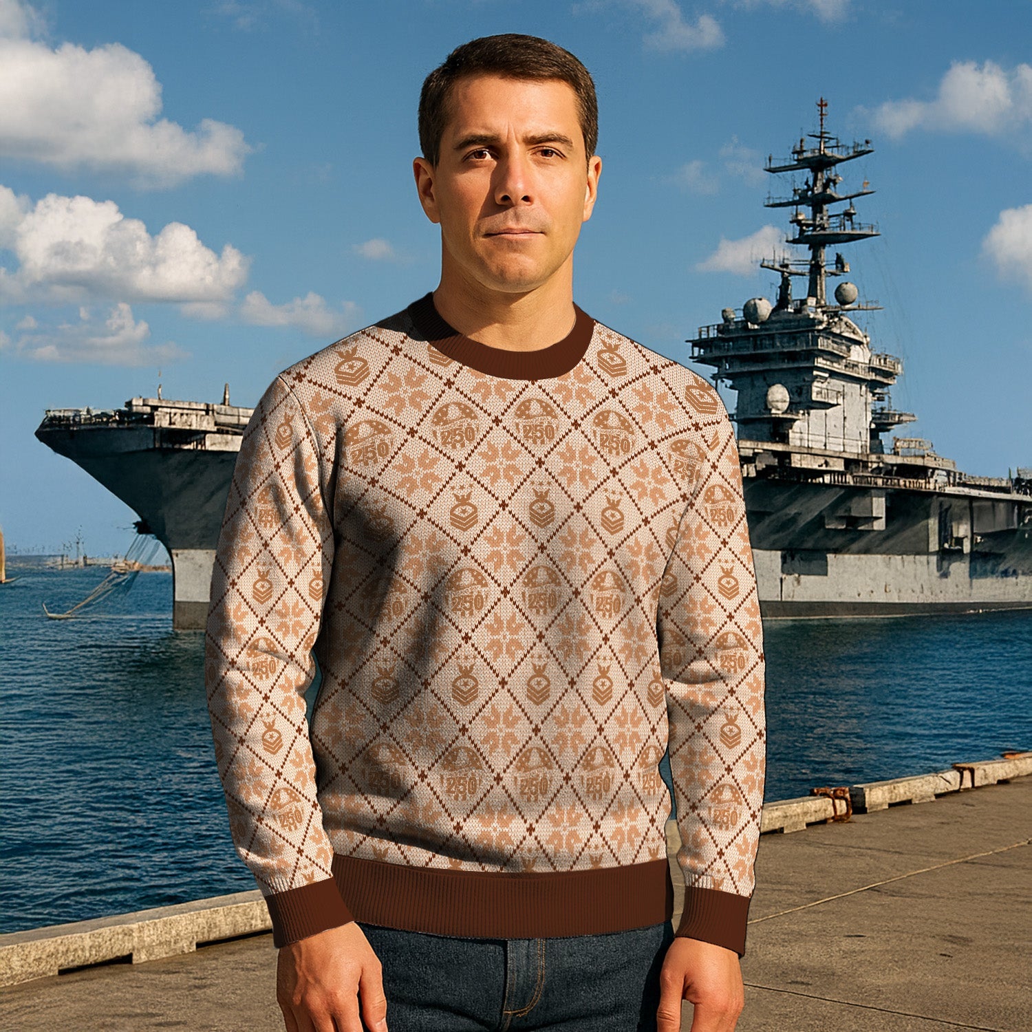 Personalized US Navy Christmas Ugly Sweater TUST07