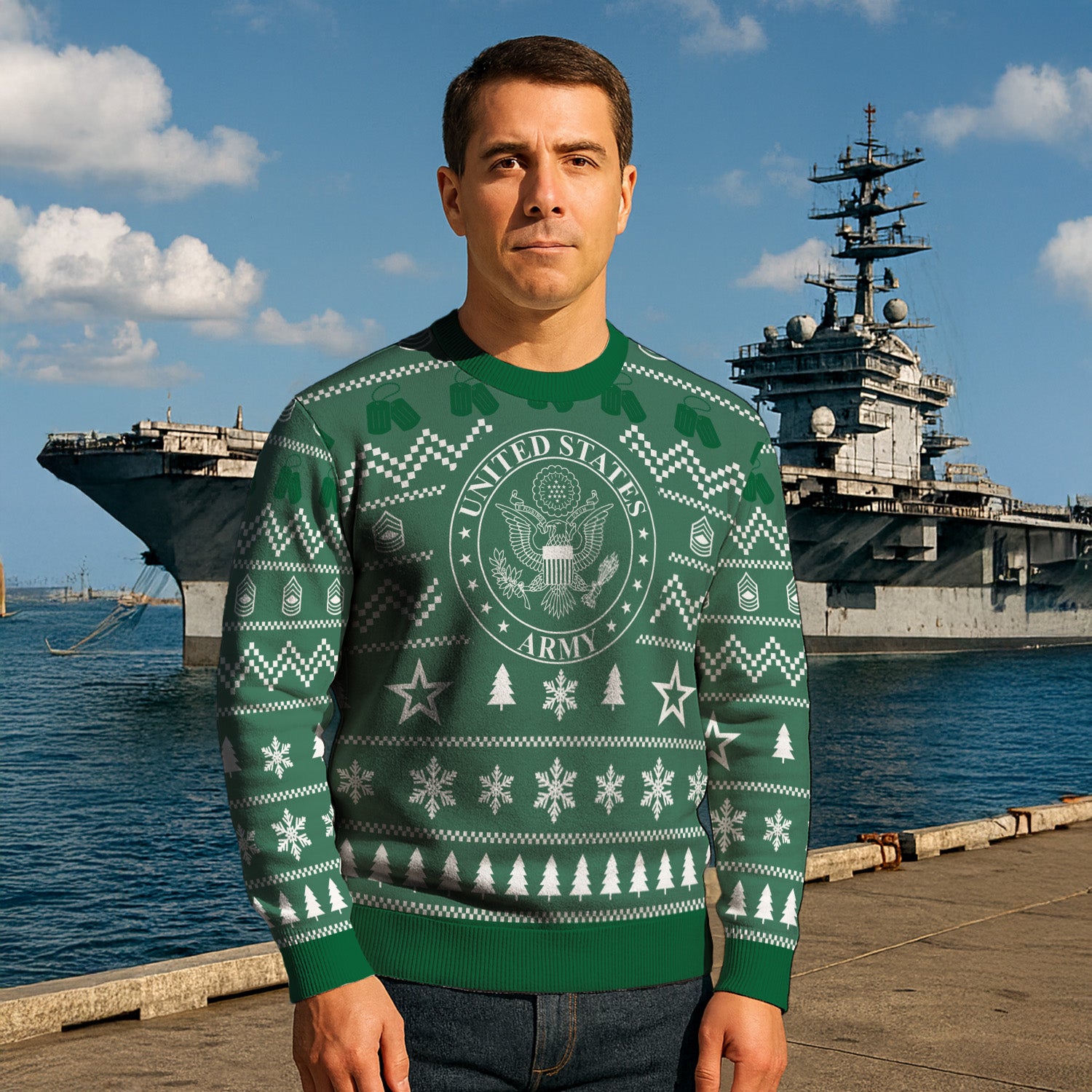 Custom Ranks US Army Ugly Christmas Sweater for Women Men TUST01