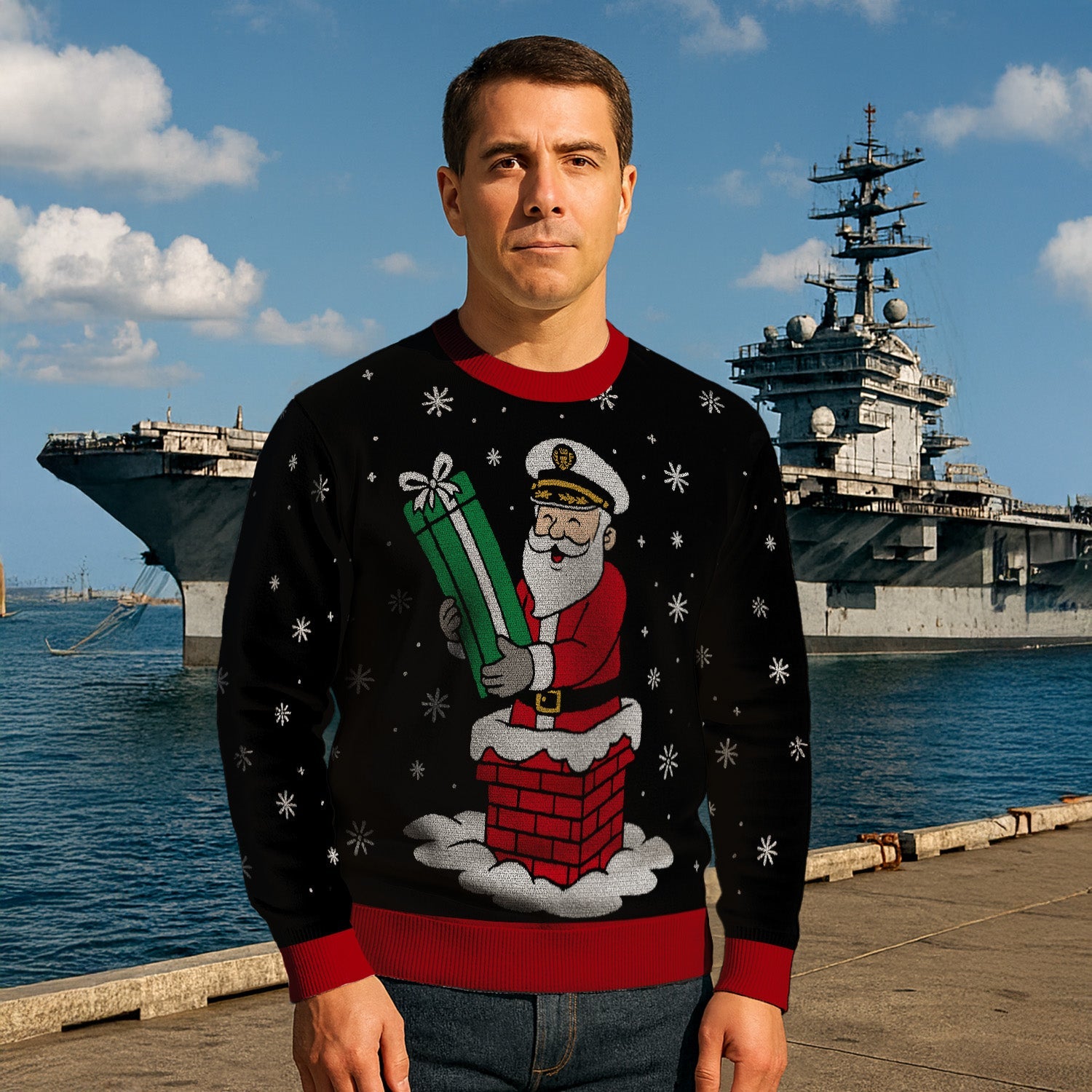 US Navy Santa Christmas Ugly Sweater