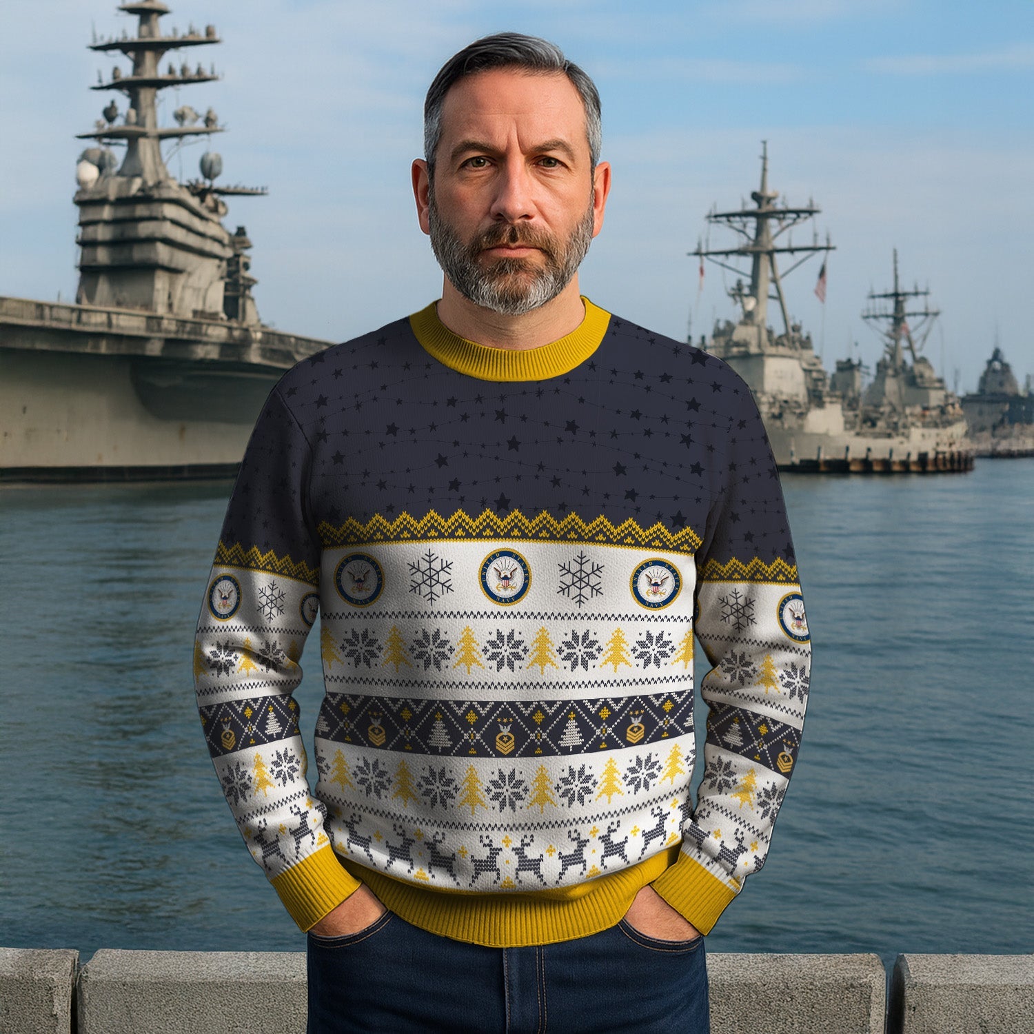 Personalized US Navy Christmas Ugly Sweater TUST06