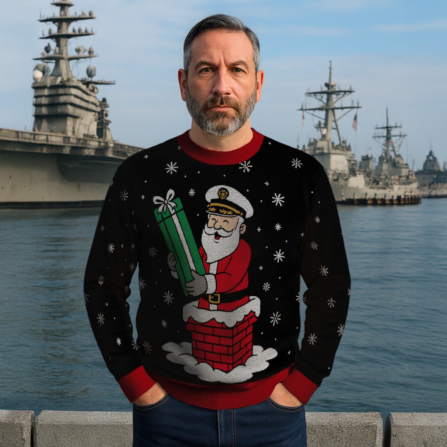 US Navy Santa Christmas Ugly Sweater