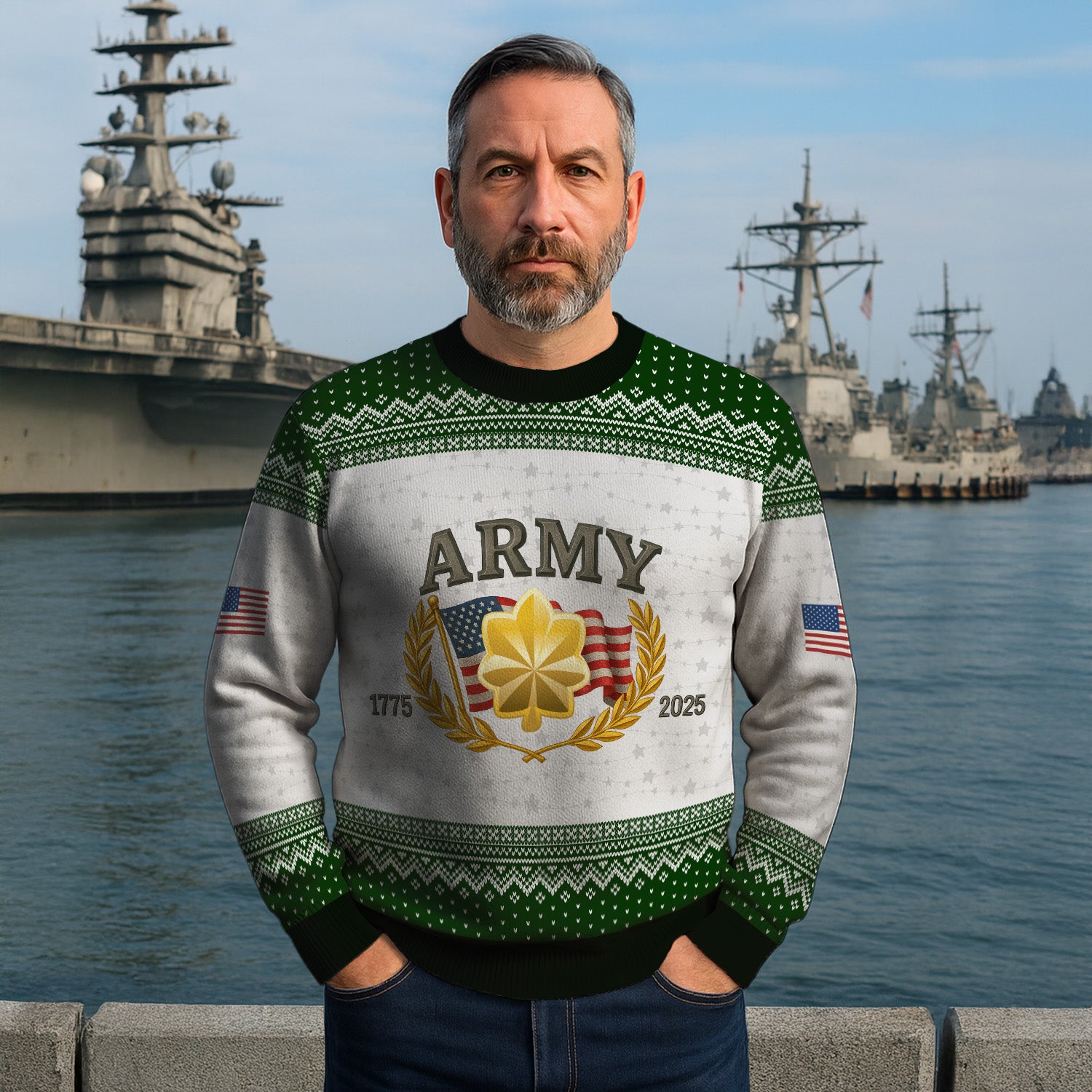 Personalized US Army Ugly Christmas Sweater TUST09