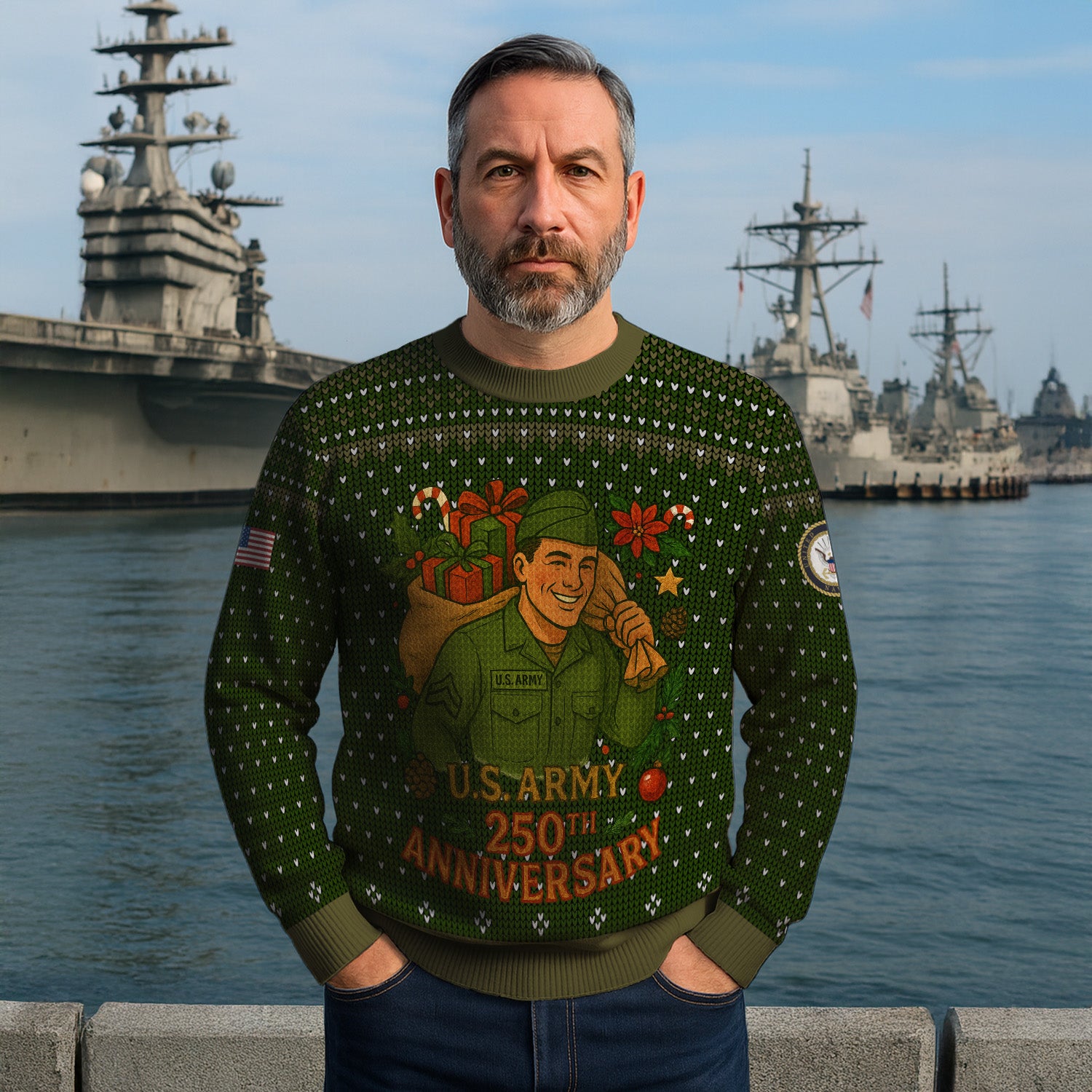 Personalized US Army Ugly Christmas Sweater TUST07