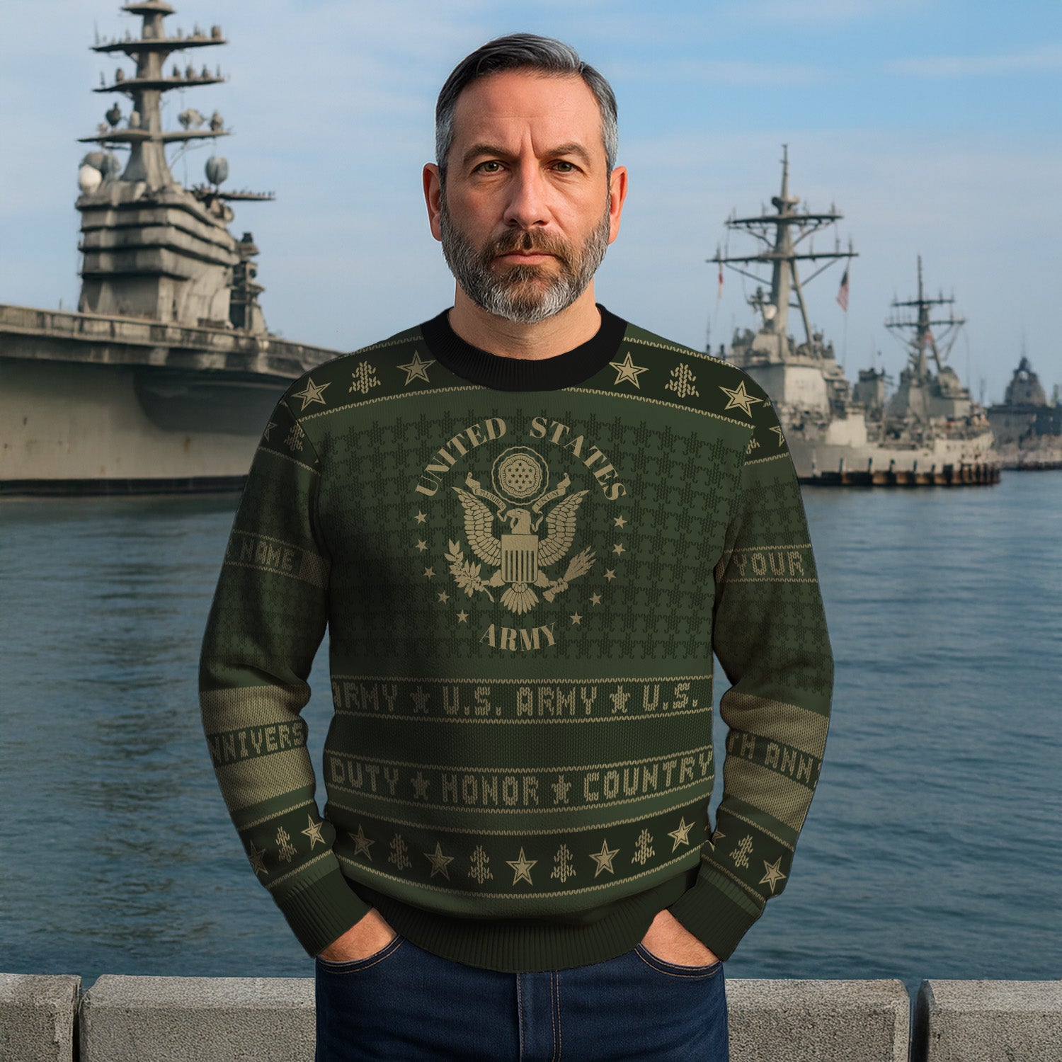 Personalized US Army Ugly Christmas Sweater TUST06