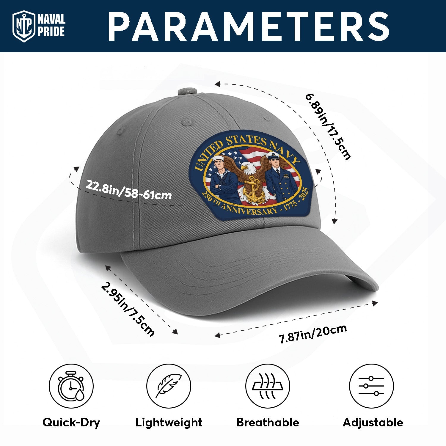 United Stetes Navy 250th Anivesary US Navy Premium Washed Denim Cap