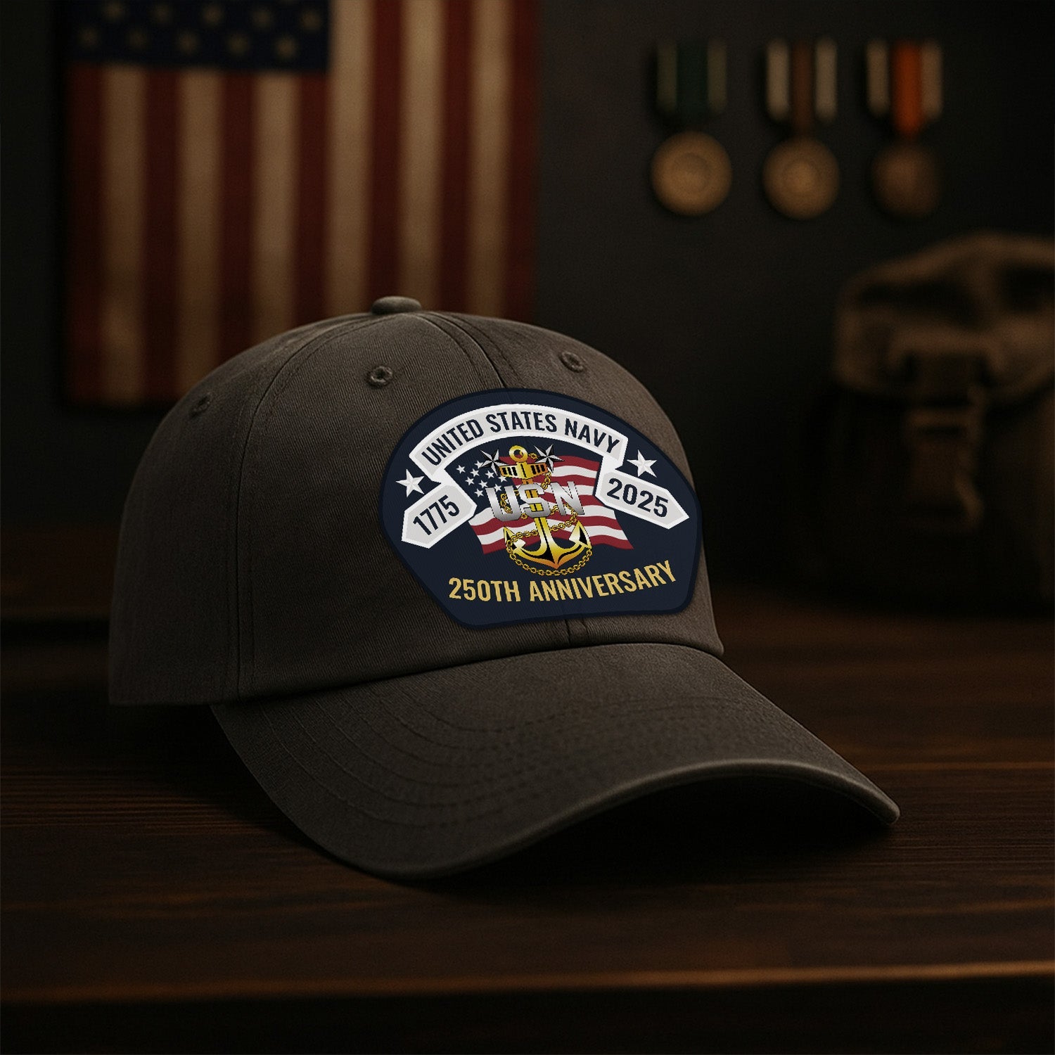 Custom Ranks US Navy US Navy Premium Washed Denim Cap DC29