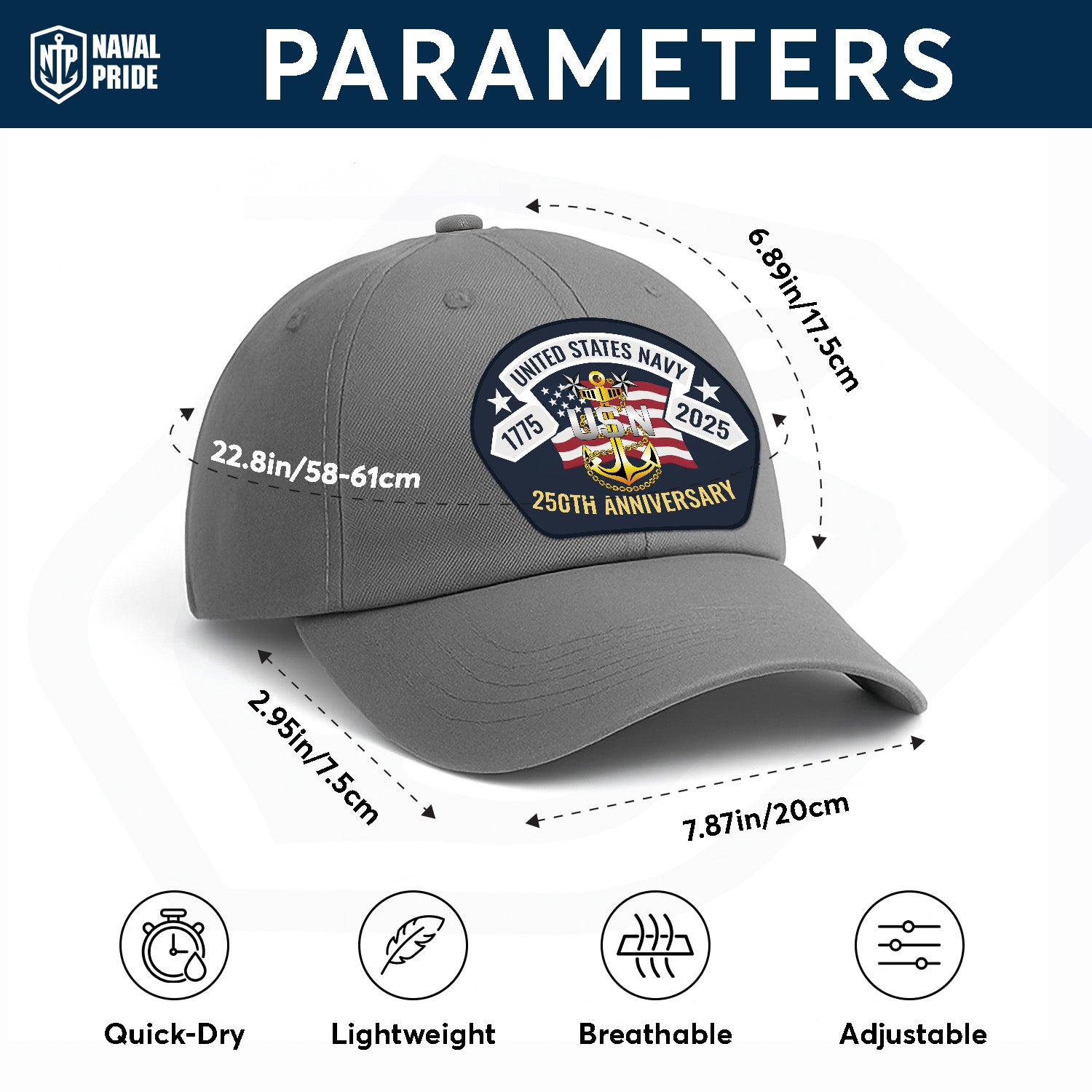 Custom Ranks US Navy US Navy Premium Washed Denim Cap DC29