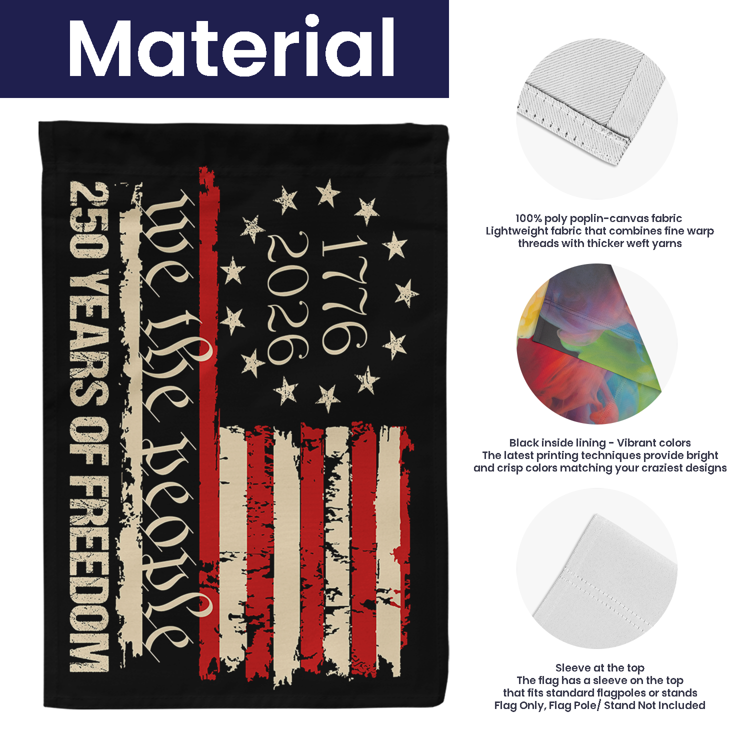 1776 - 2026 We The People 250 Years Of Freedom House Flag 28''x40'' Twin-Side Printing