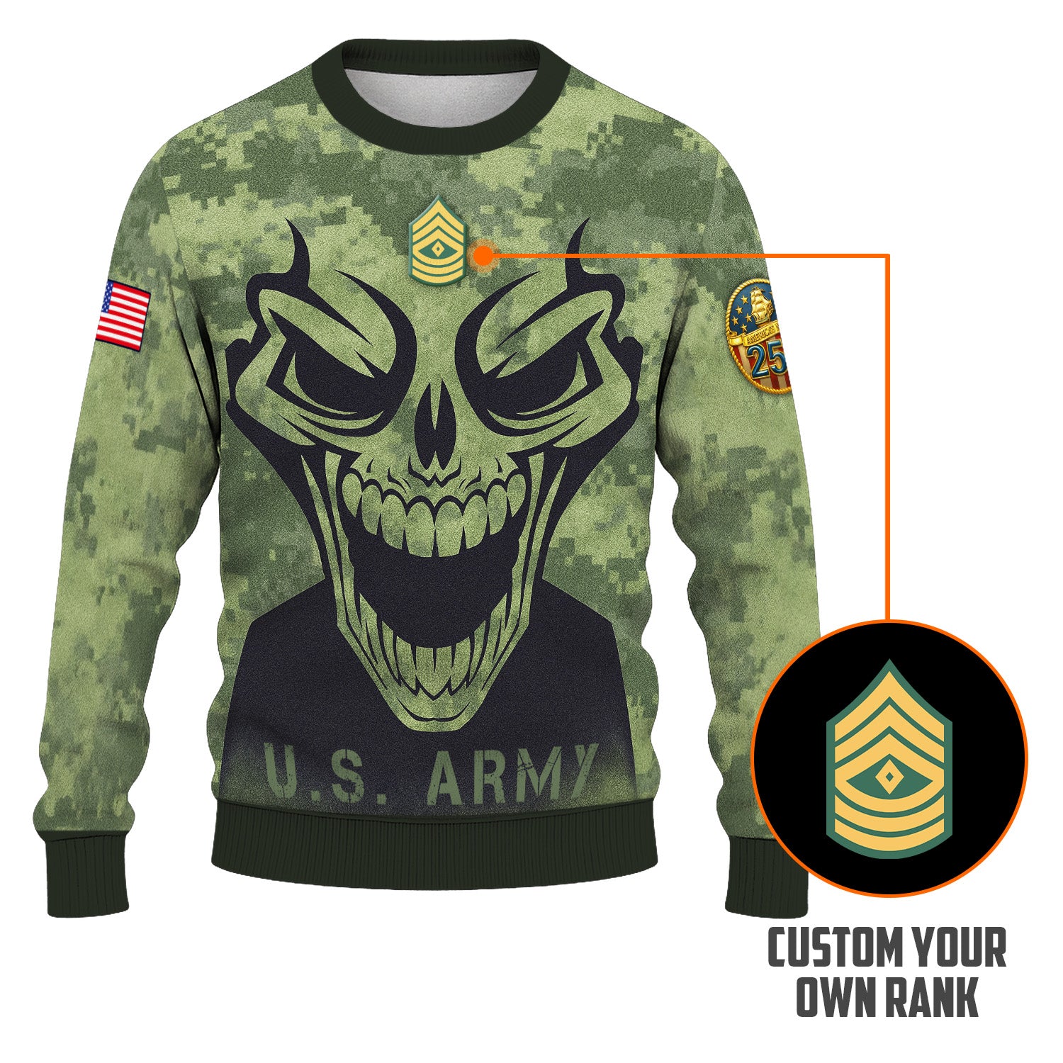 Personalized US Army Ugly Christmas Sweater TUST08
