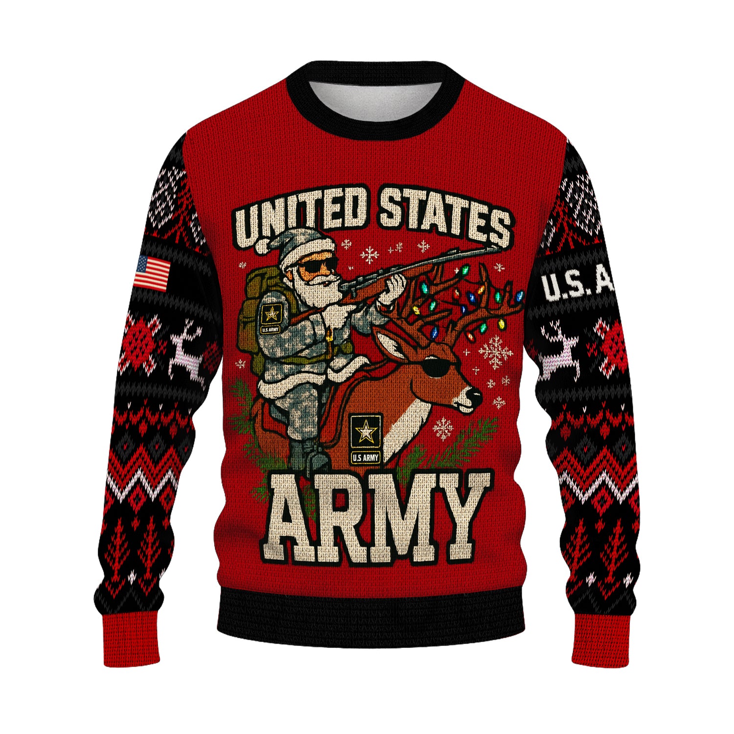 US Army Santa Cloud Soldier Ugly Christmas Sweater