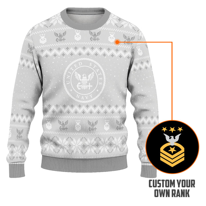 Personalized US Navy Christmas Ugly Sweater TUST08
