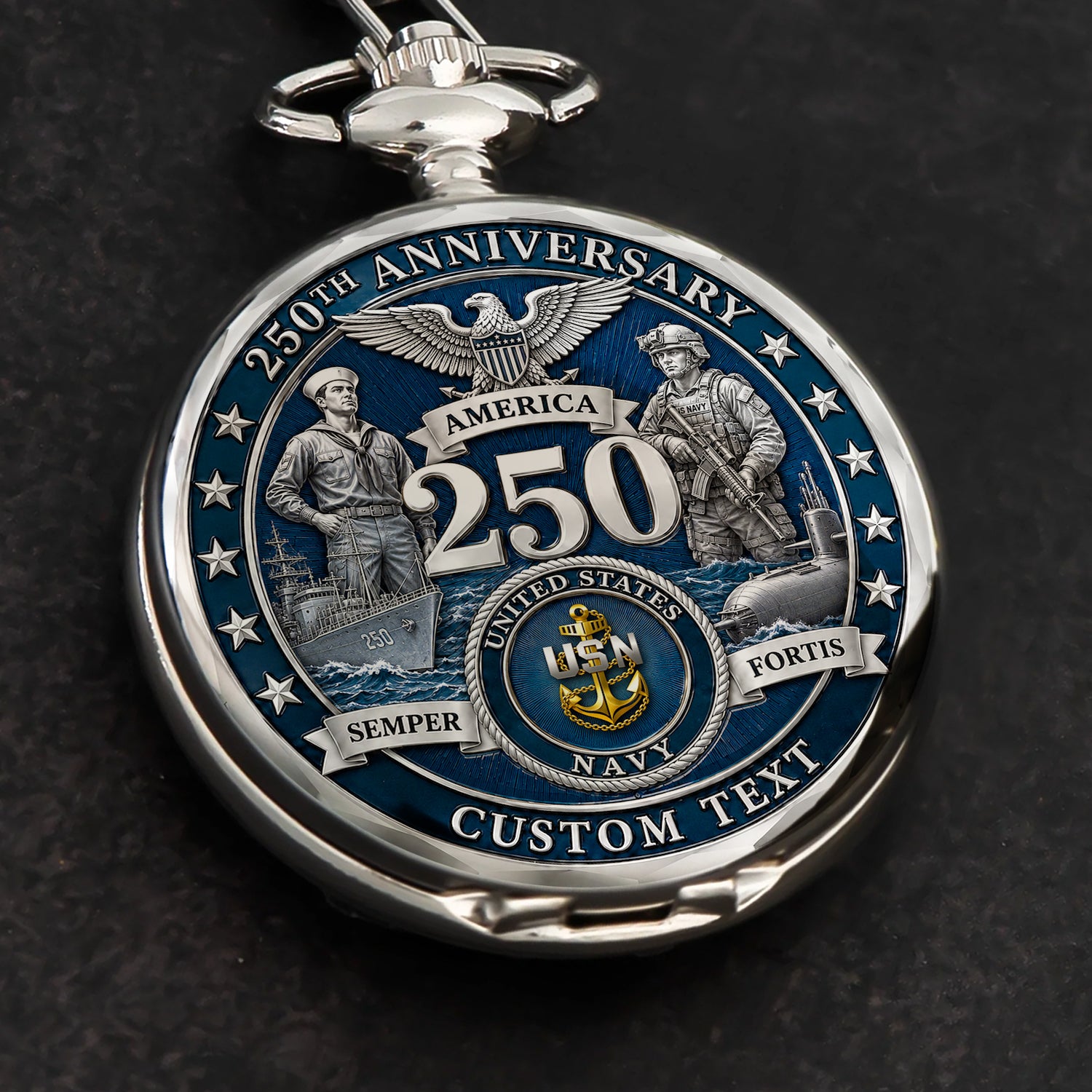 Custom Name US Navy Pocket Watch Personalized Military Gift