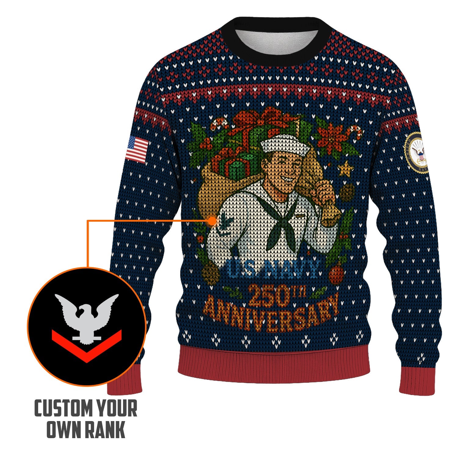 Personalized US Navy Christmas Ugly Sweater TUST13