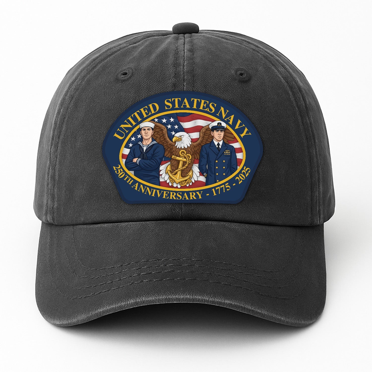 United Stetes Navy 250th Anivesary US Navy Premium Washed Denim Cap