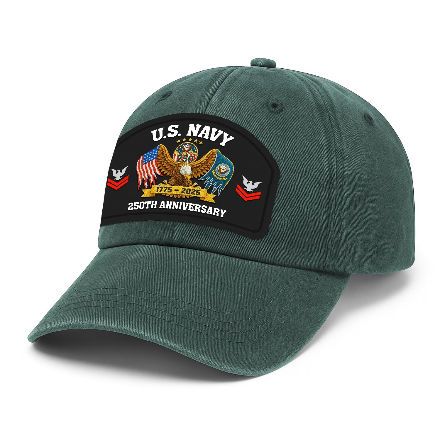 Custom Ranks US Navy Premium Washed Denim Cap DC009