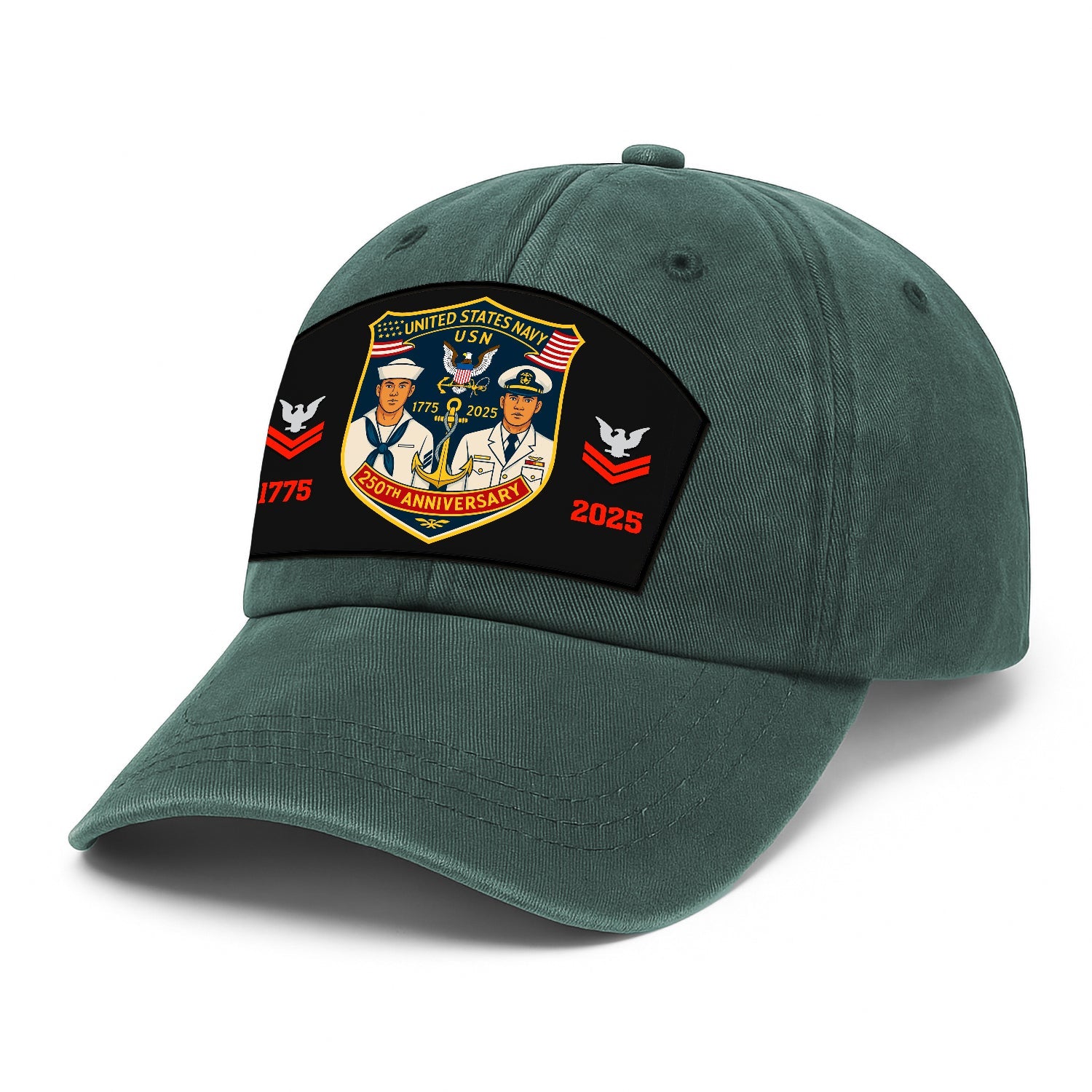 Custom Ranks US Navy Premium Washed Denim Cap DC014