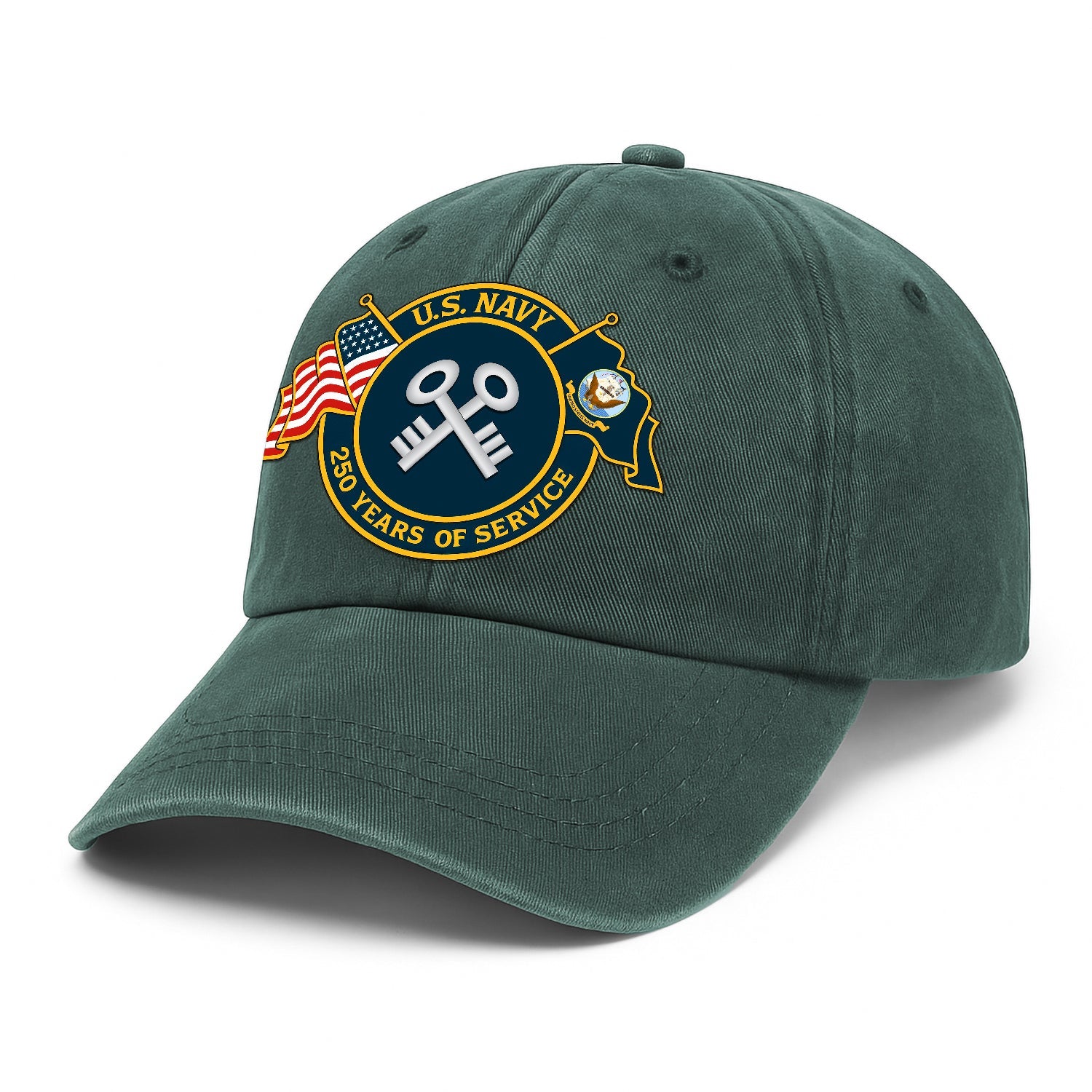 Custom Ranks US Navy Premium Washed Denim Cap DC012