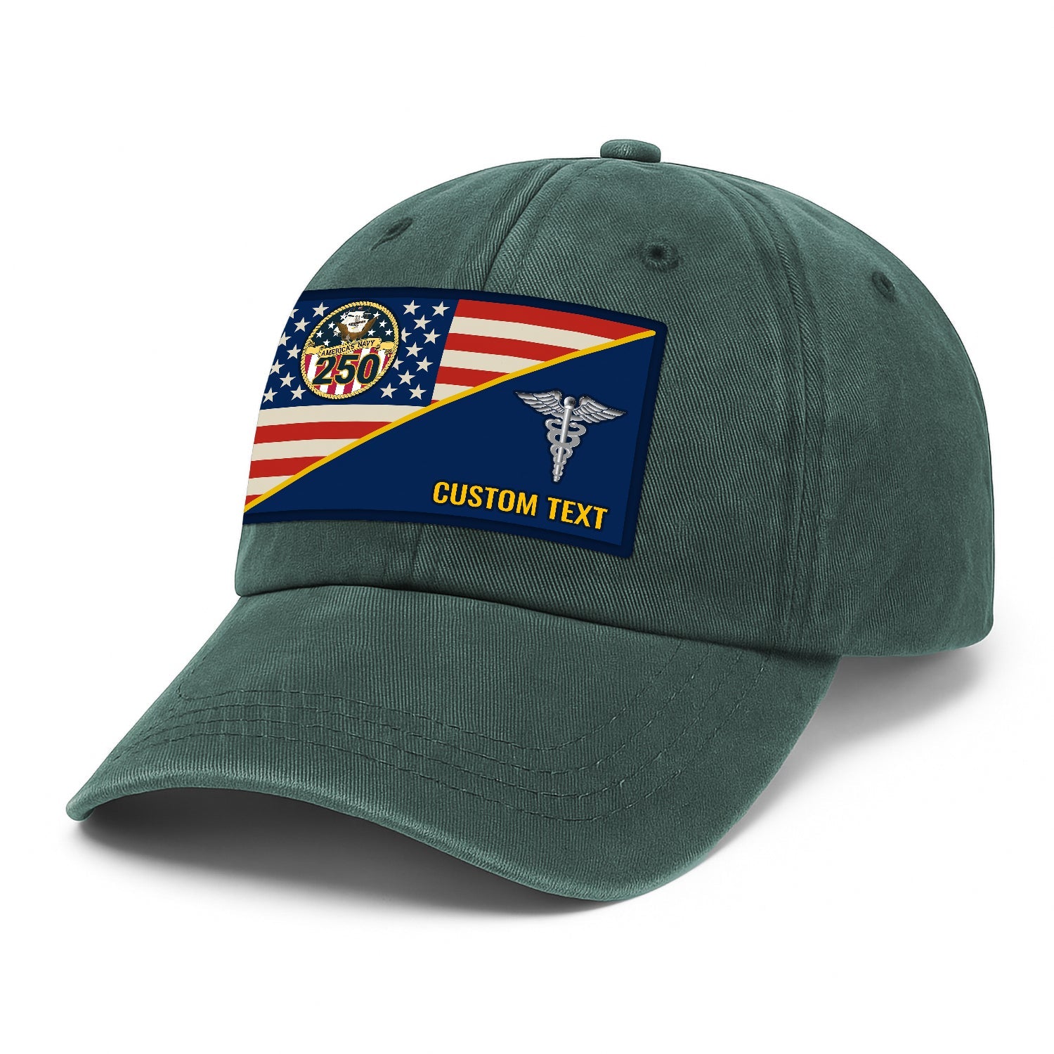 Custom Ranks & Text US Navy Premium Washed Denim Cap DC017