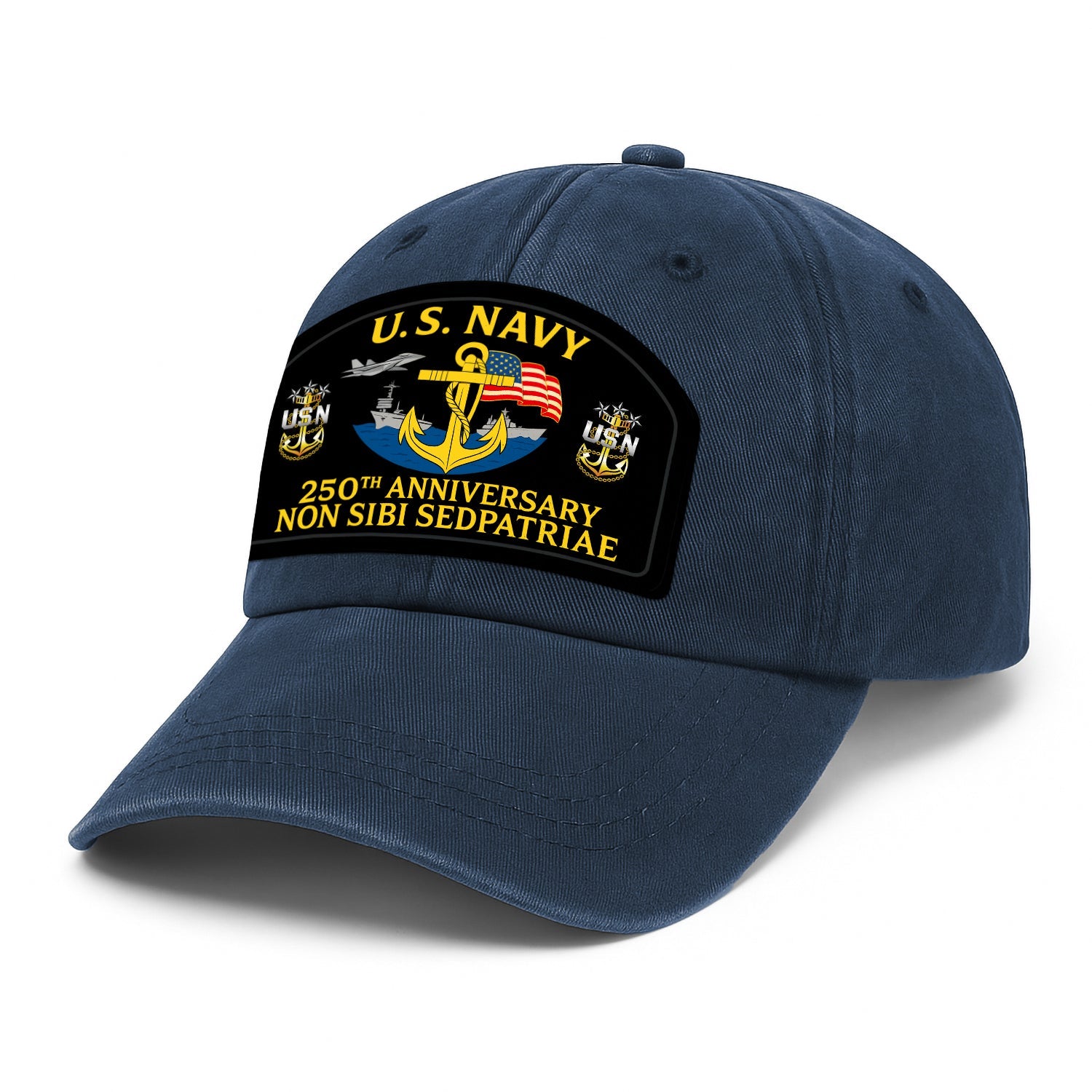 Custom Ranks US Navy Premium Washed Denim Cap DC010