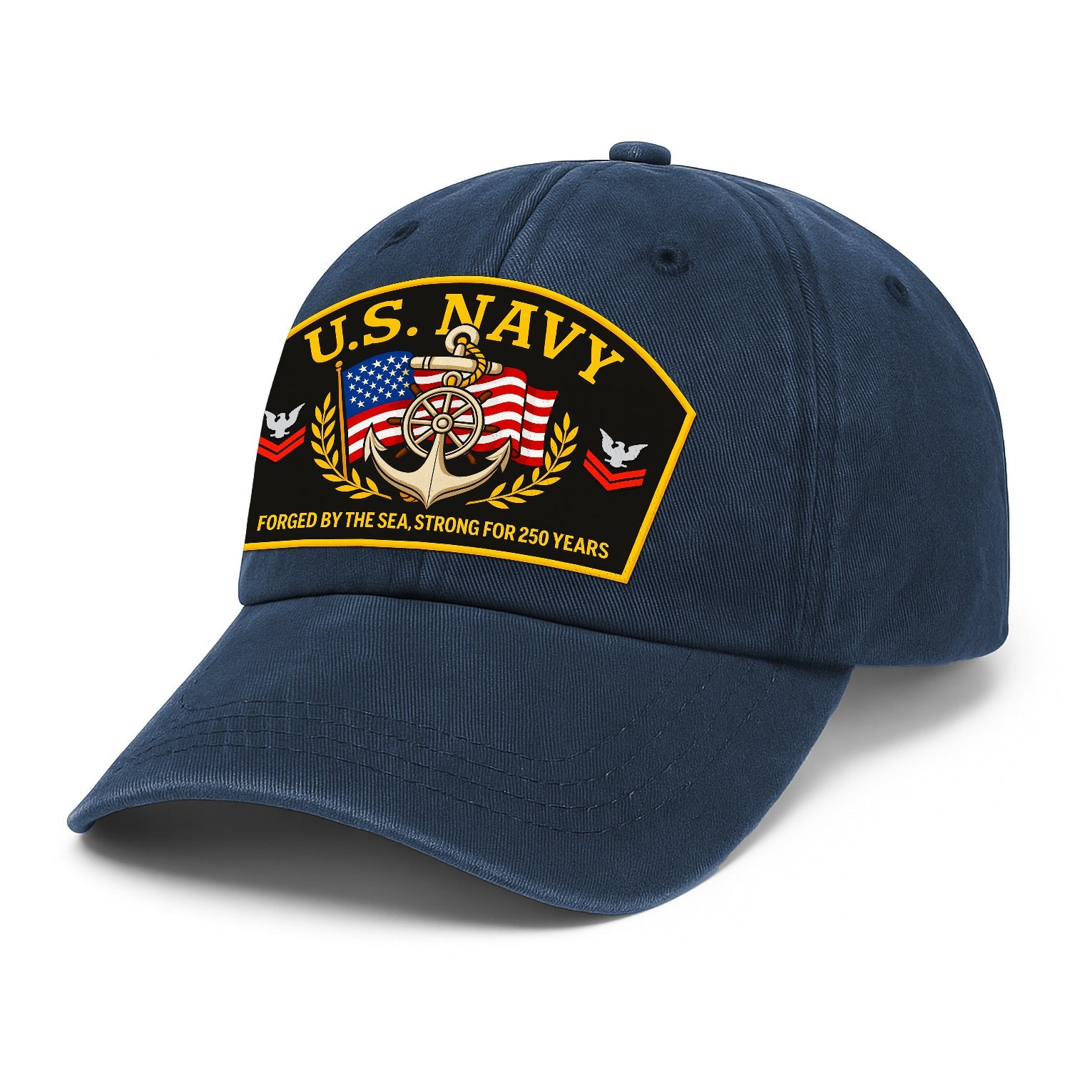 Custom Ranks US Navy Premium Washed Denim Cap DC013