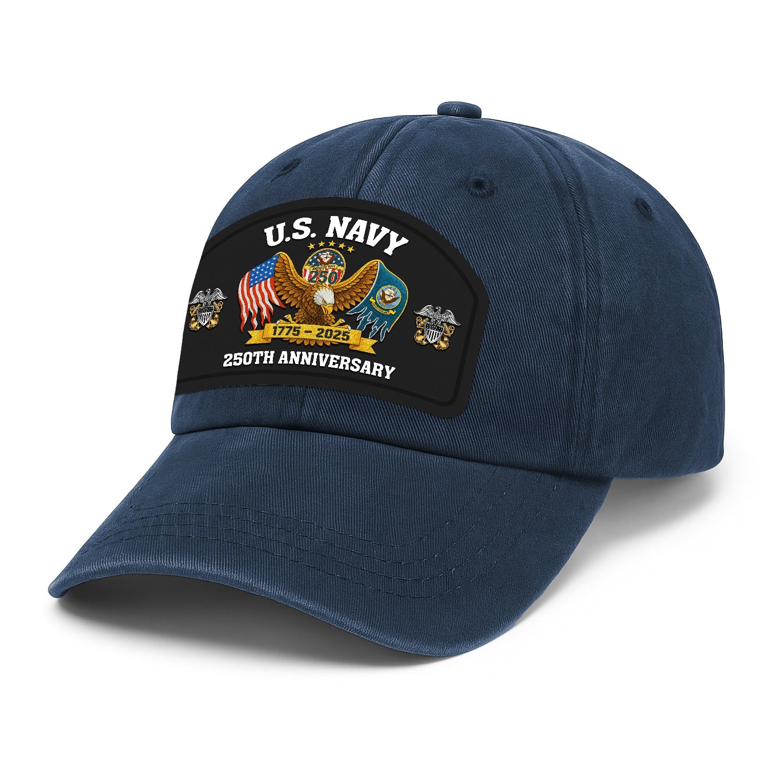 Custom Ranks US Navy Premium Washed Denim Cap DC009