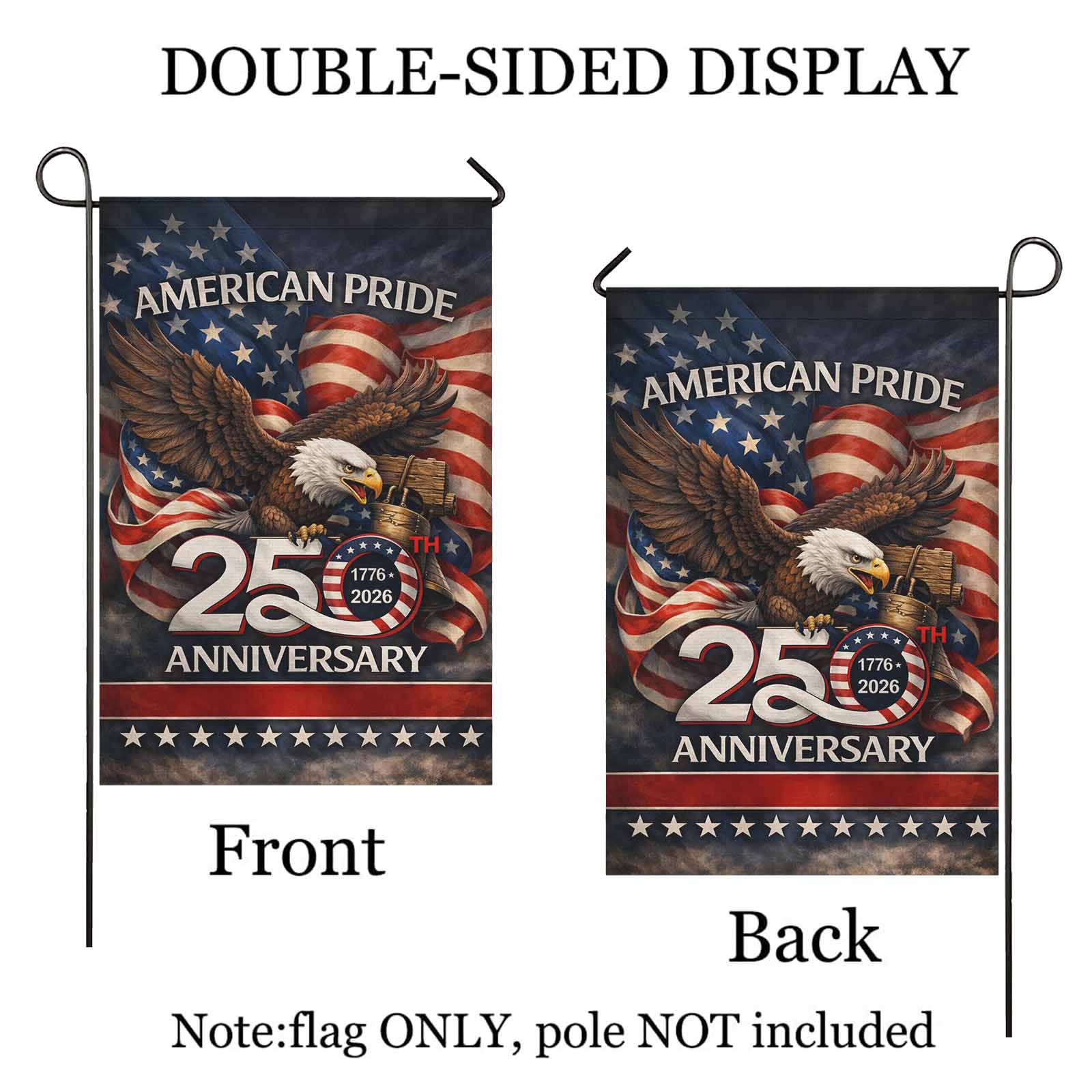 American Pride 250th Anniversary Garden Flag Patriotic Eagle USA 1776-2026 Independence Decor