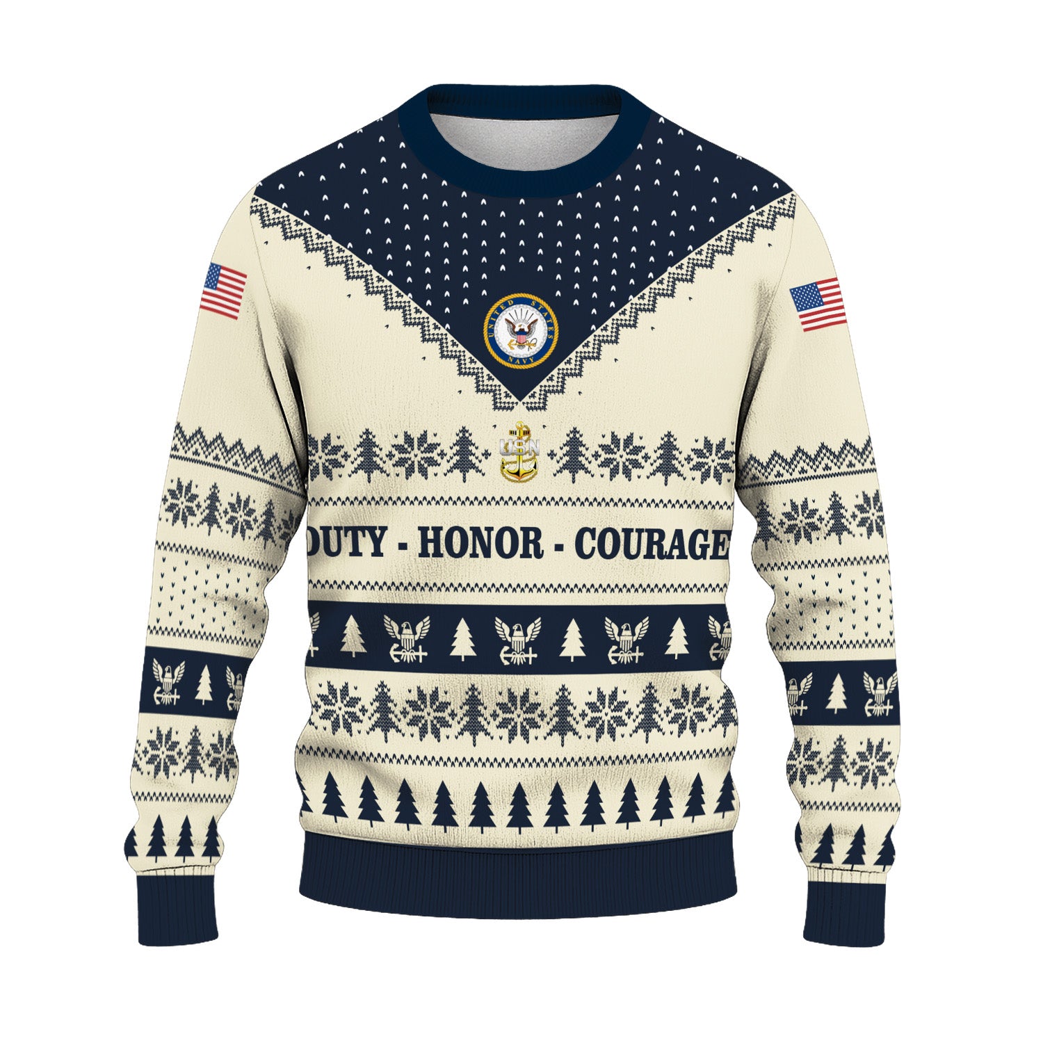 Custom Ranks US Navy Ugly Christmas Sweater for Women Men TUST05