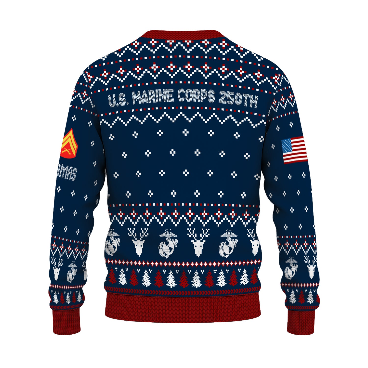 Custom Ranks And Text USMC Ugly Christmas Sweater for Women Men JUST01