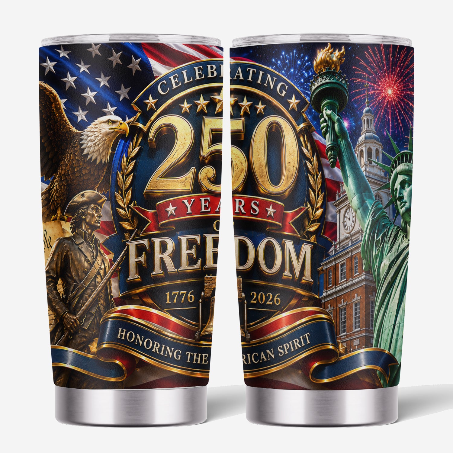 America 250 Years of Freedom 20oz Tumbler Patriotic Eagle Gift
