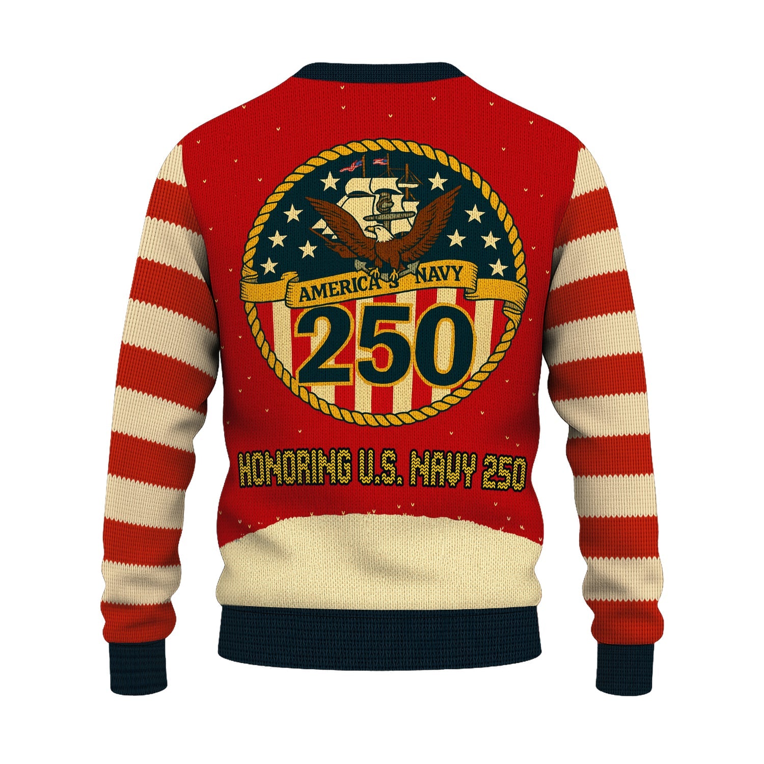 Honoring US Navy 250 Christmas Ugly Sweater