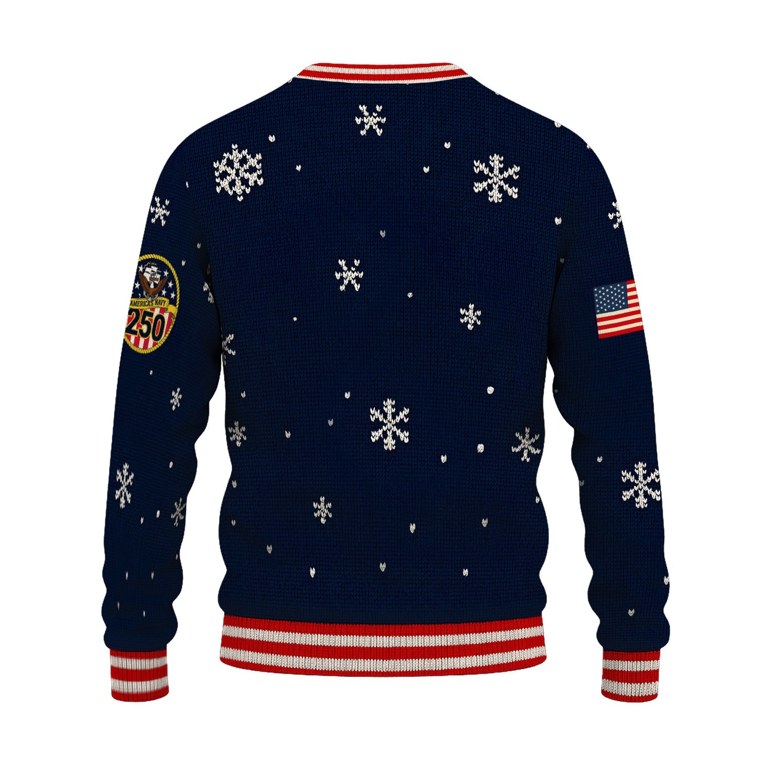 US Navy 250 Anchored In Christmas Spirit Christmas Ugly Sweater