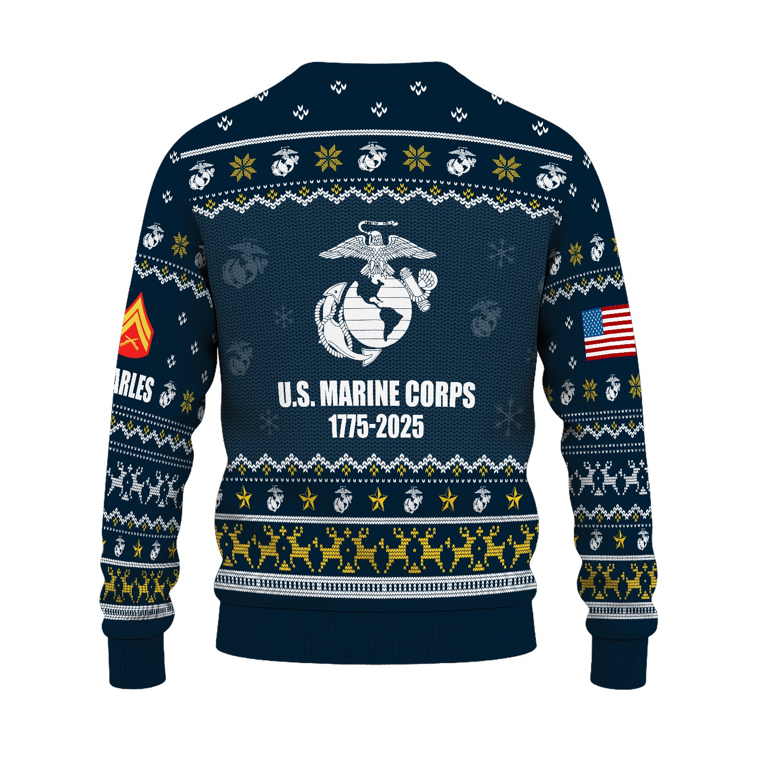Custom Ranks And Text USMC Ugly Christmas Sweater for Women Men JUST02