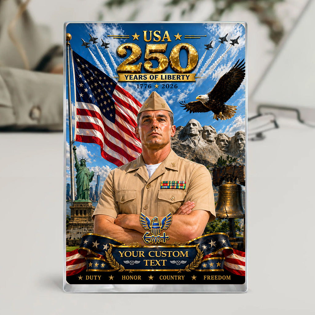 USA 250 Years Of Liberty Custom US Navy Service Uniforms Figure Acrylic Block