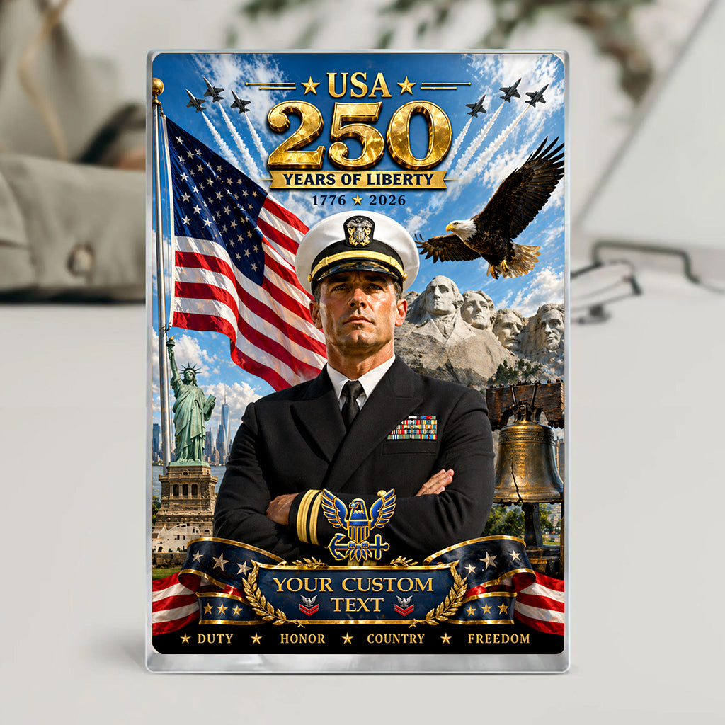 USA 250 Years Of Liberty Custom US Navy Service Uniform Figure Acrylic Block
