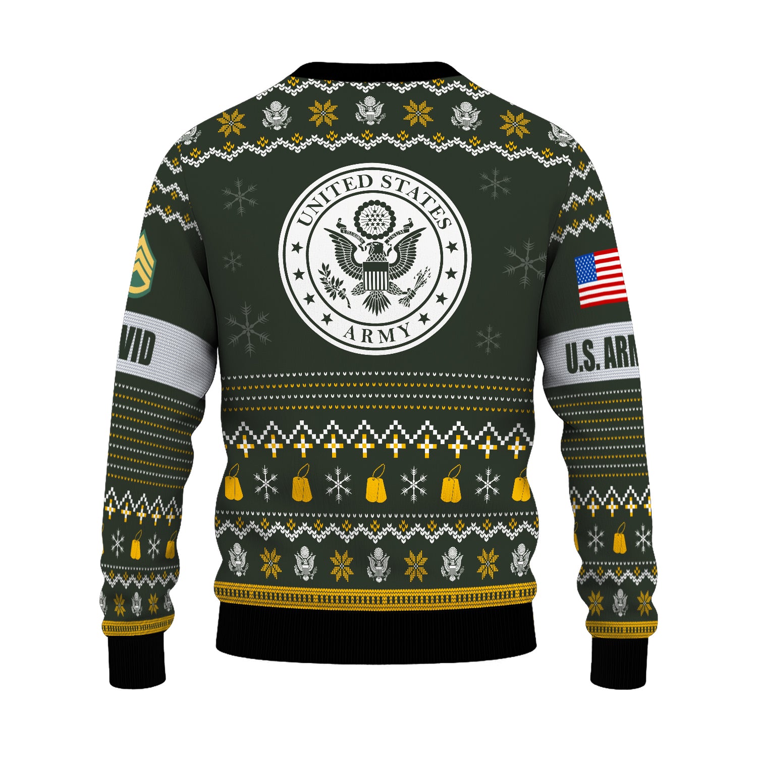 Custom Ranks And Text US Army Ugly Christmas Sweater for Women Men JUST04