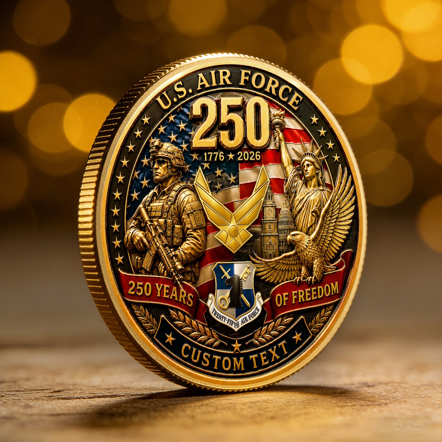 Personalized USAF Challenge Coin 1776-2026 Anniversary Tribute
