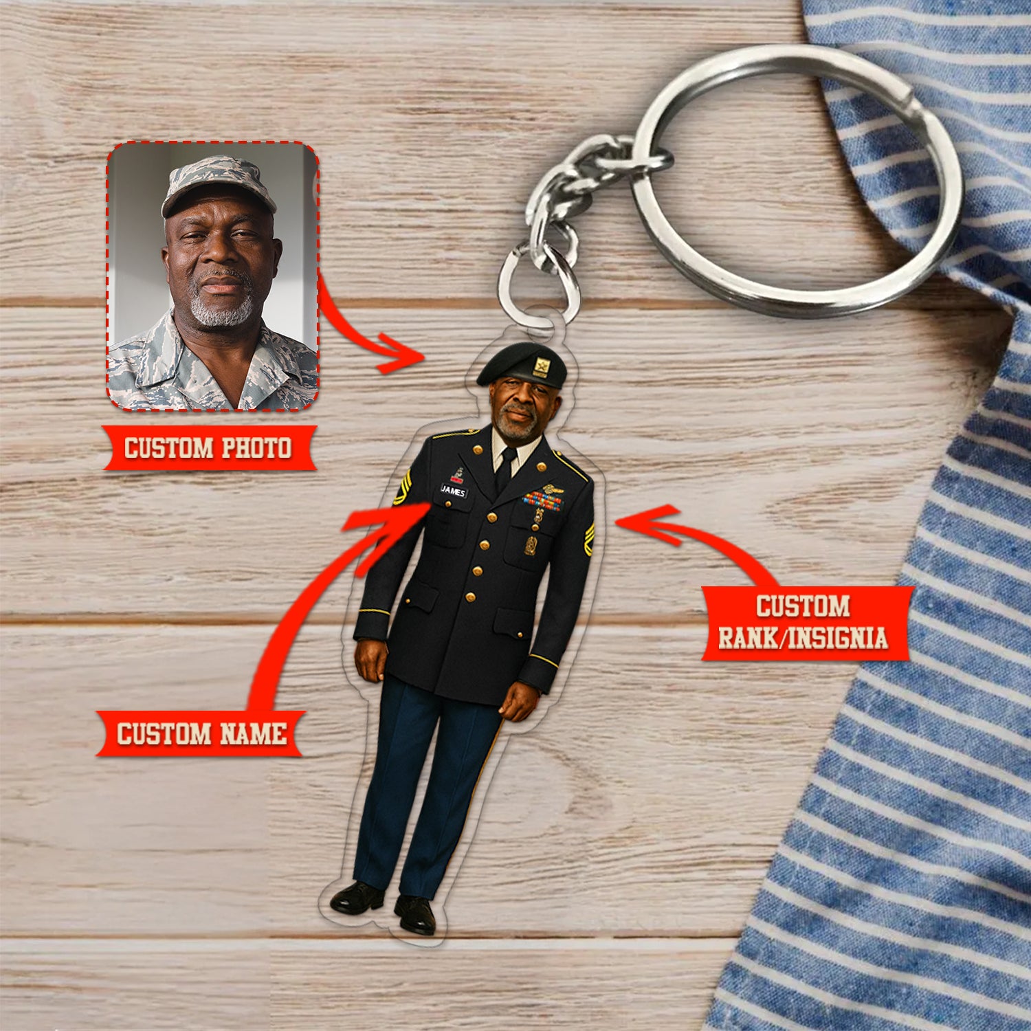 Personalized US Army Custom Figure Acrylic Keychain