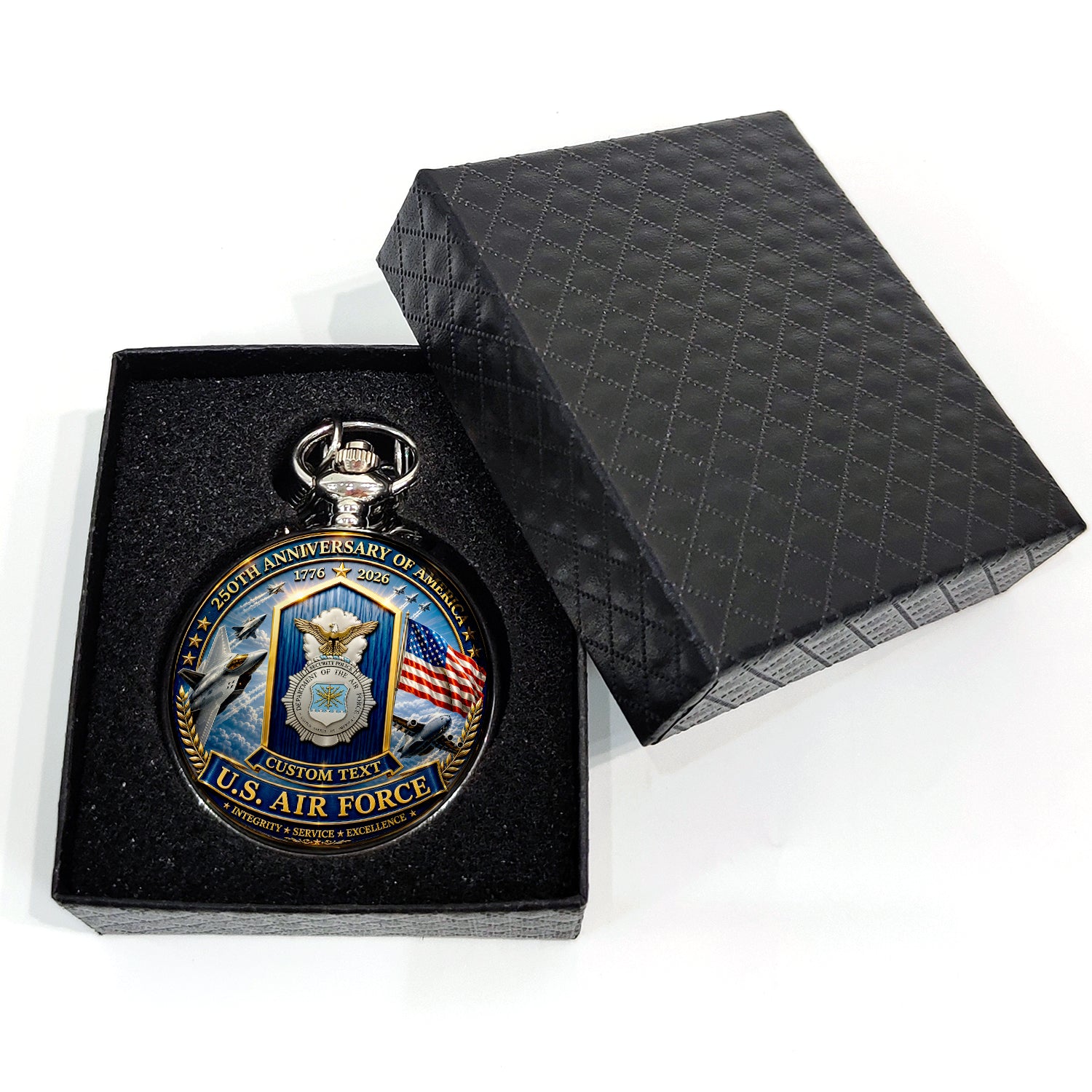 Custom US Air Force Rank Pocket Watch Military Retirement Gift