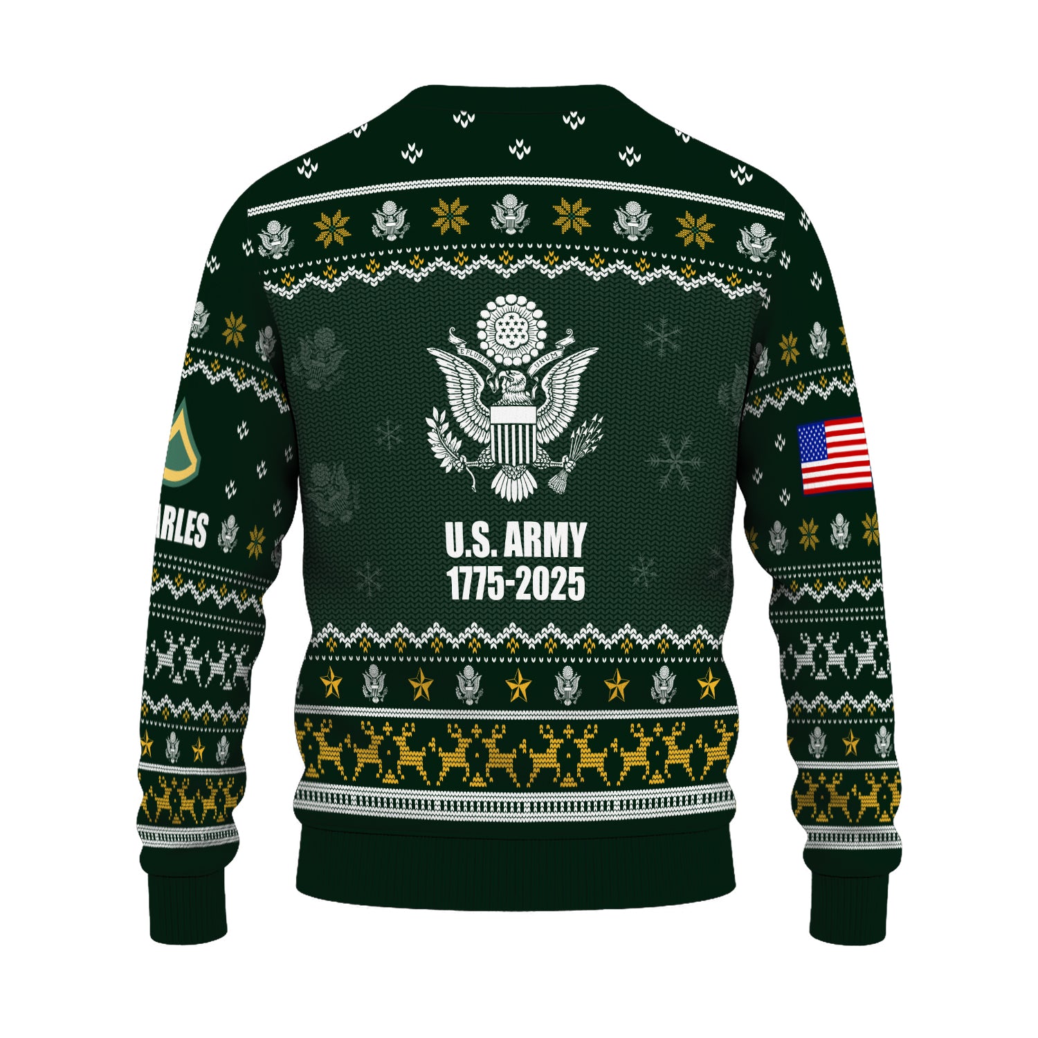 Custom Ranks And Text US Army Ugly Christmas Sweater for Women Men JUST02