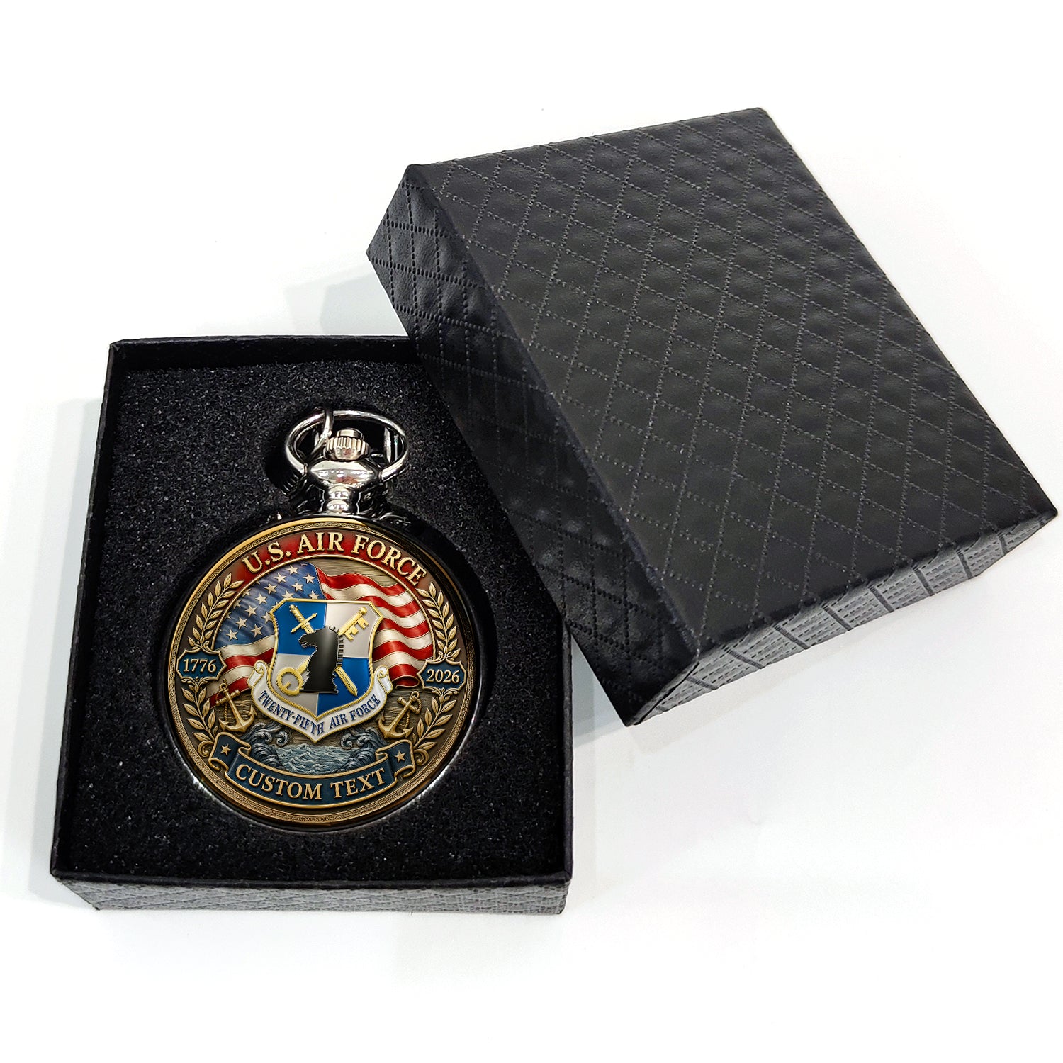 Custom Air Force Veteran Pocket Watch Personalized Rank