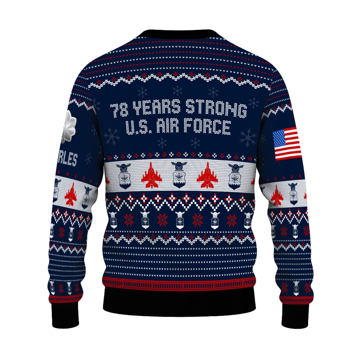 Custom Ranks And Text US Air Force Ugly Christmas Sweater for Women Men JUST03